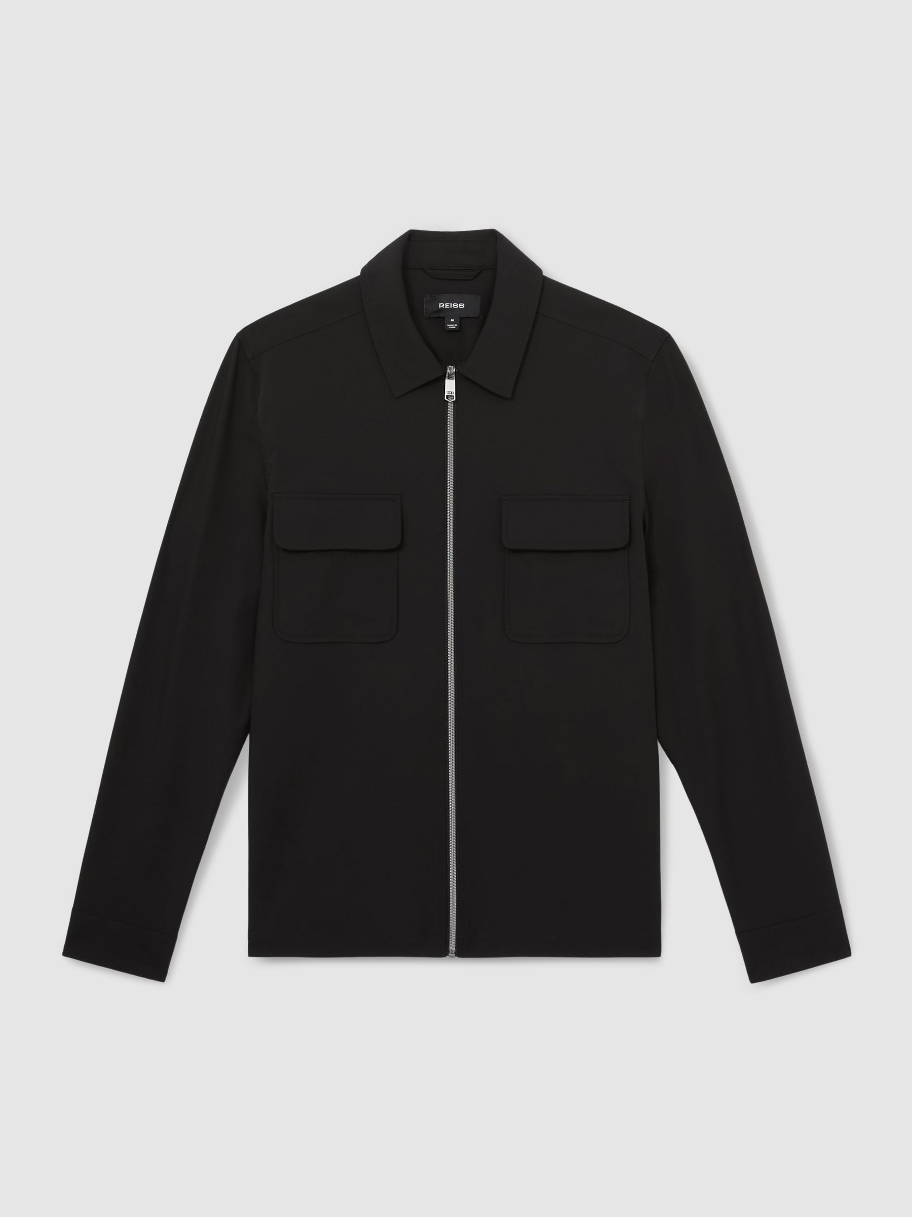 Technical Zip-Through Overshirt in Black