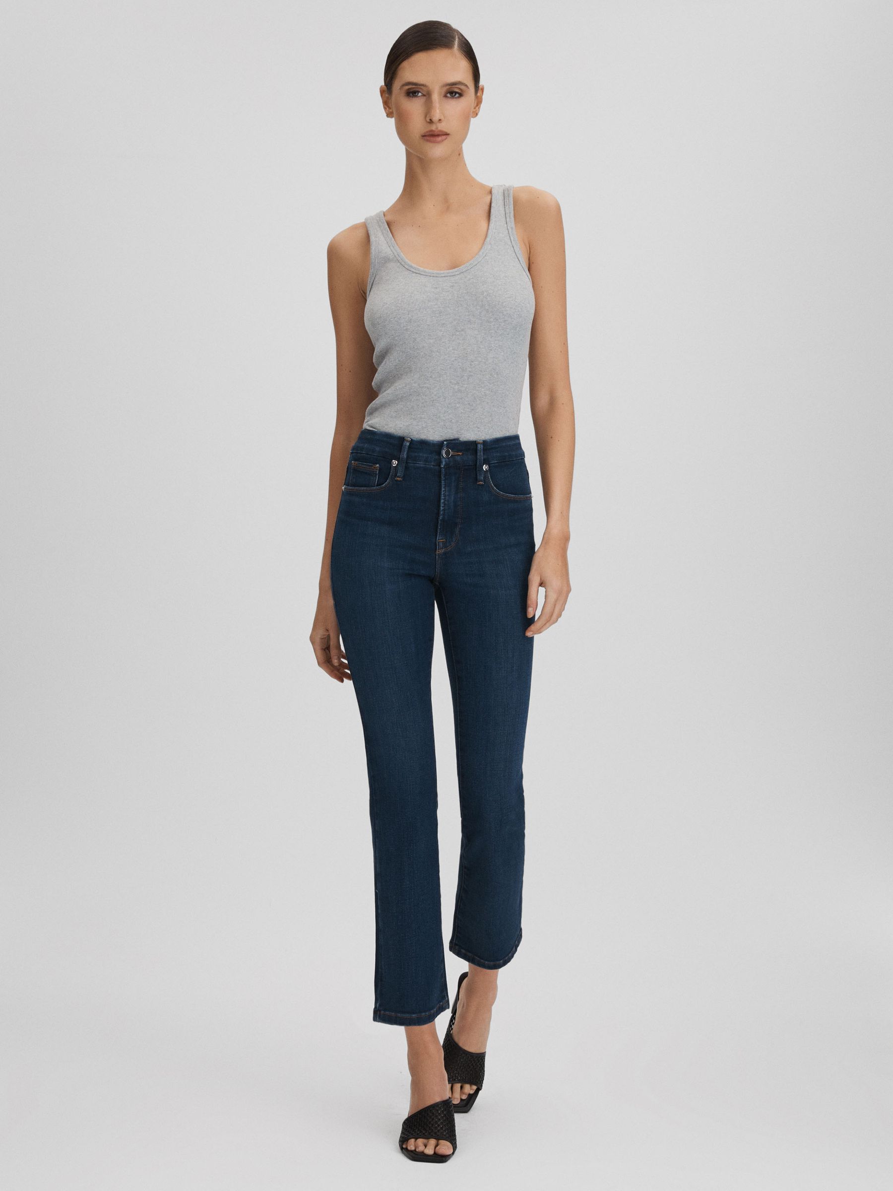 Good American Slim Fit Cropped Jeans in Blue