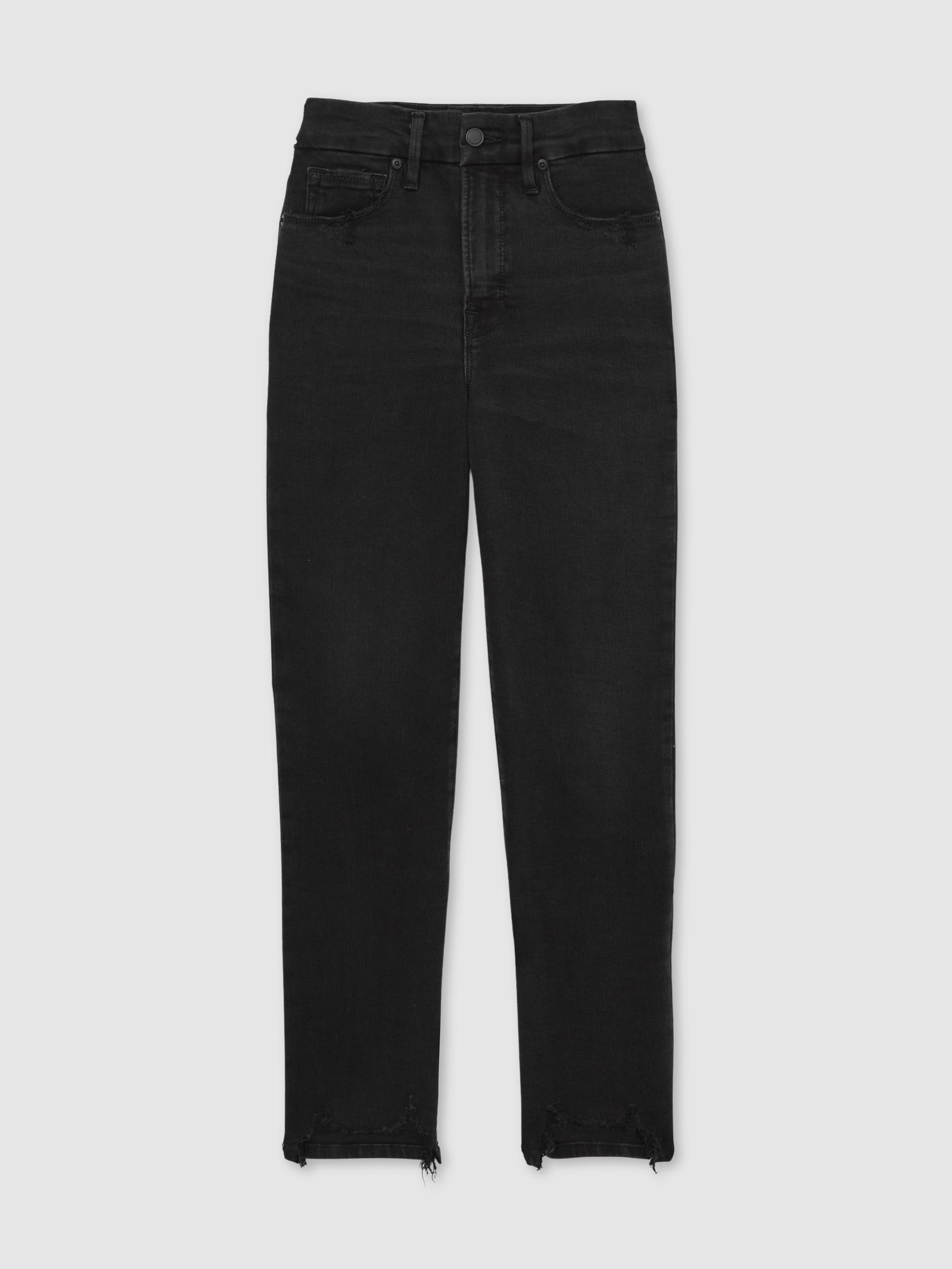 Good American Distressed-Hem Cropped Jeans in Black