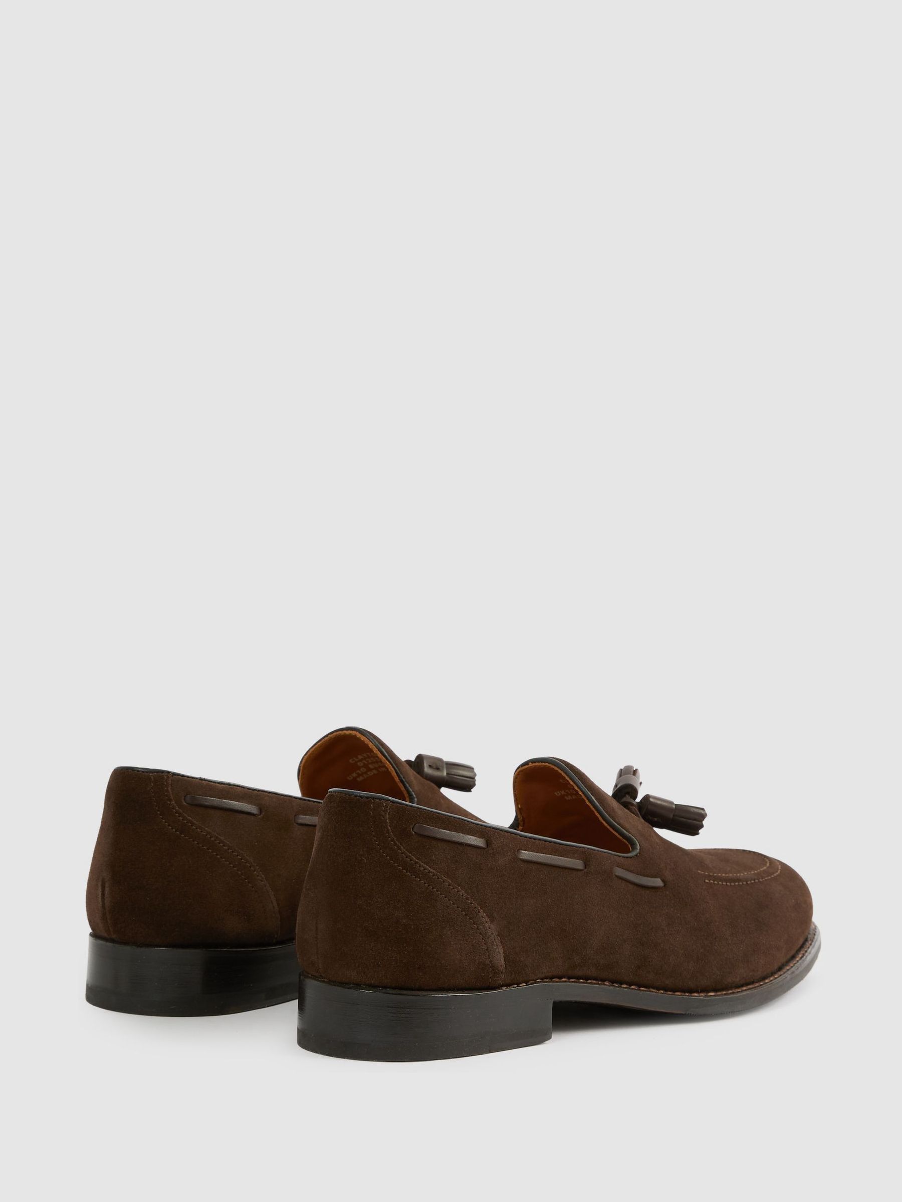 Tasselled Suede Loafers in Dark Brown