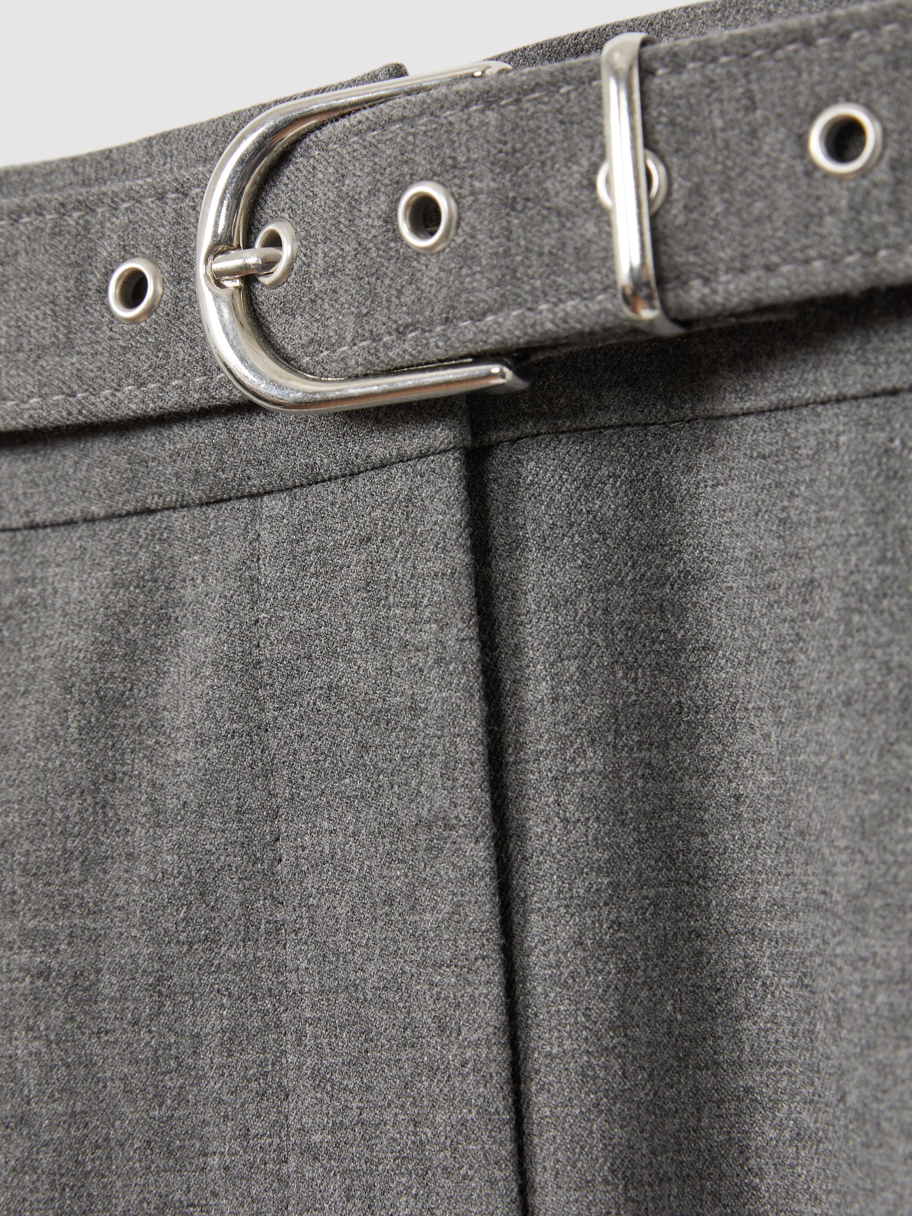 Belted Wide Leg Trousers in Grey