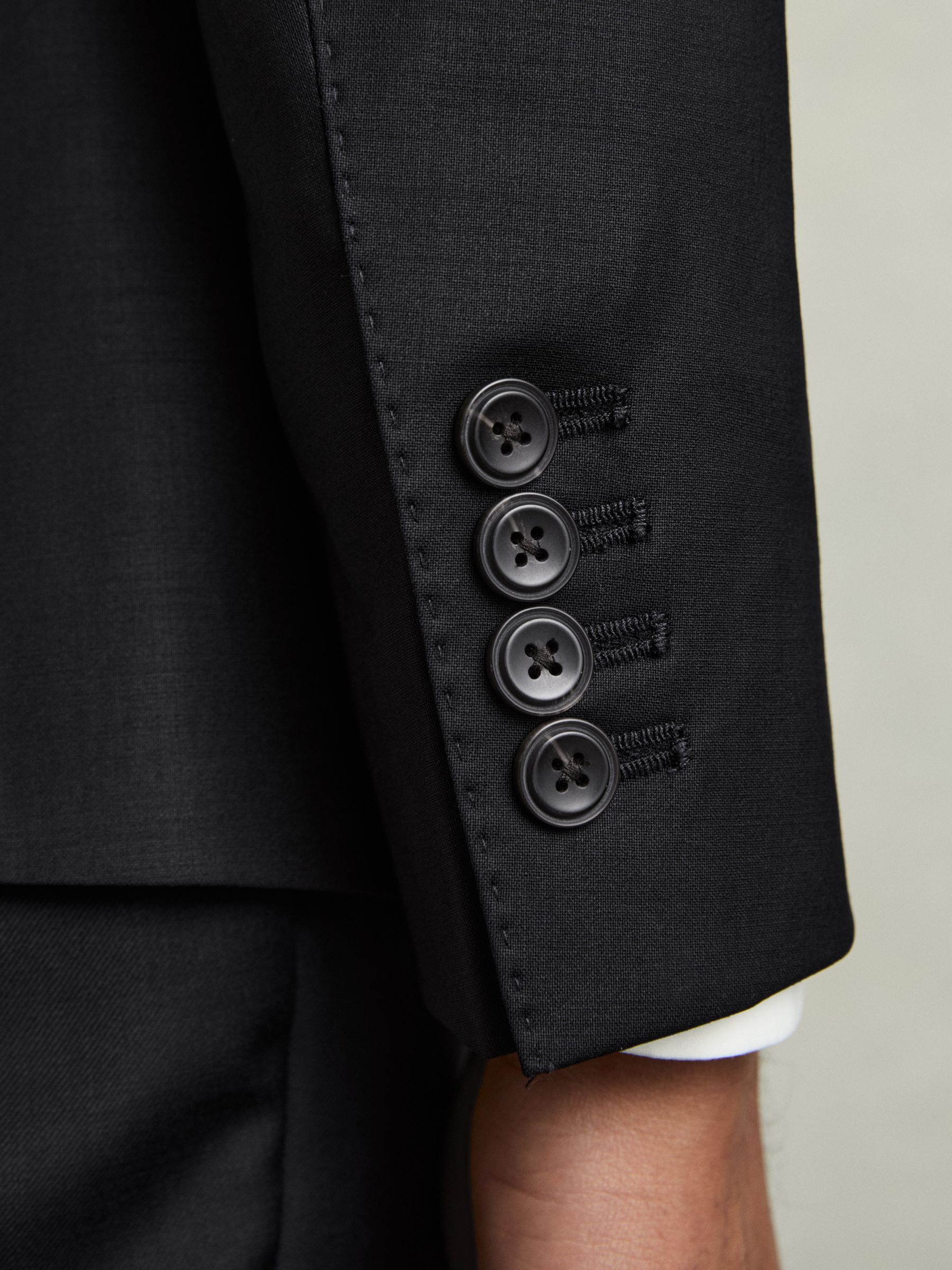 Regular-Fit Single-Breasted Wool-Blend Suit Blazer in Navy