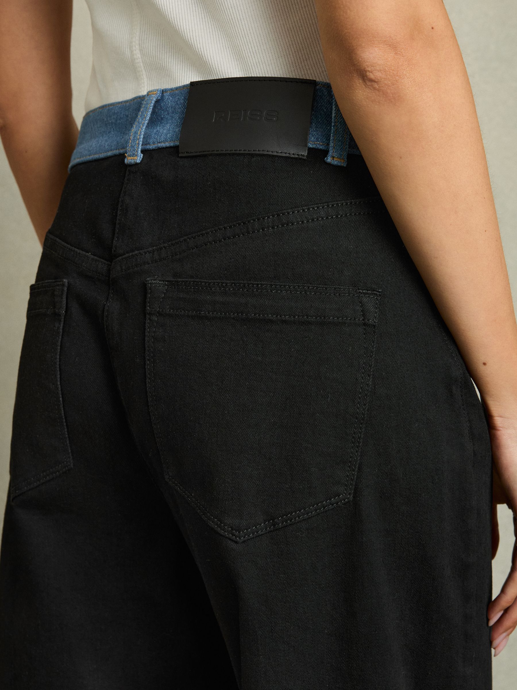 Colour-Block Straight-Leg Jeans in Black