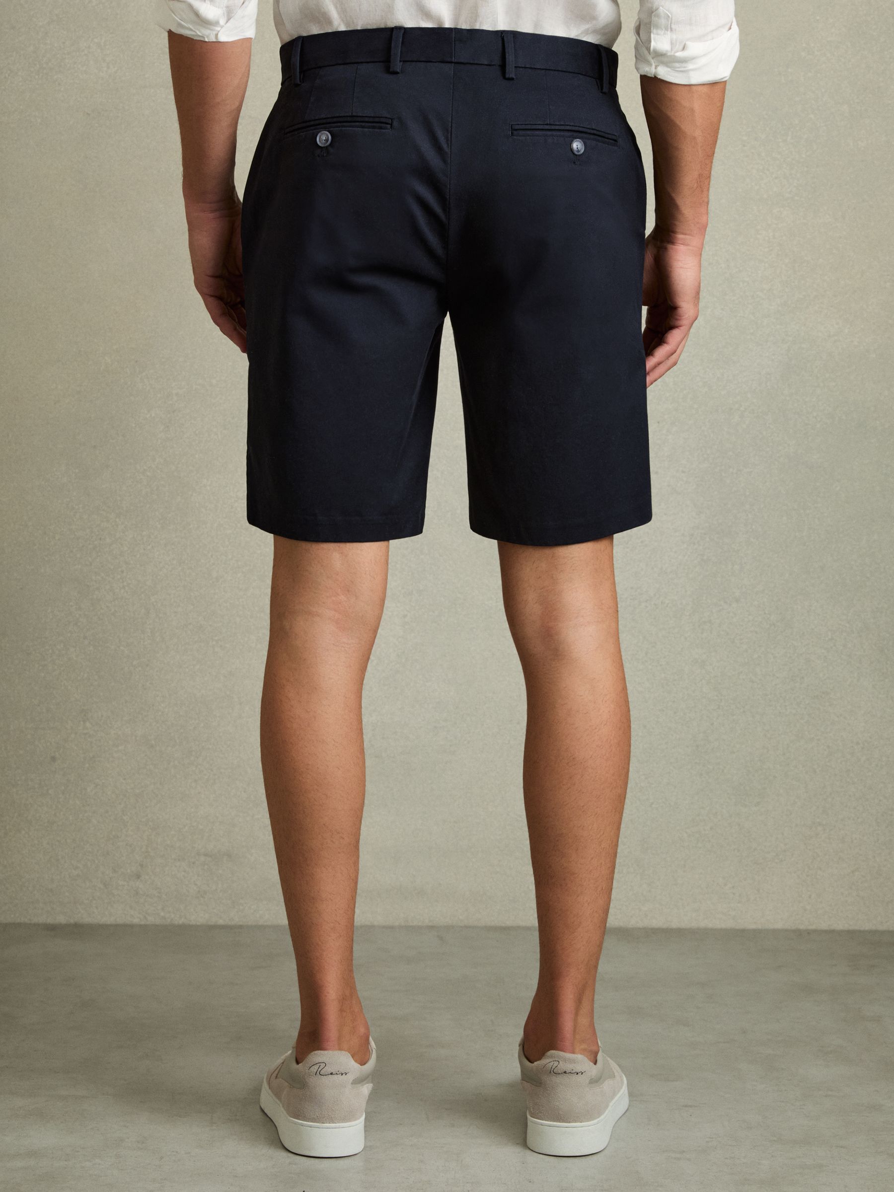Cotton Chino Shorts with Stretch in Navy
