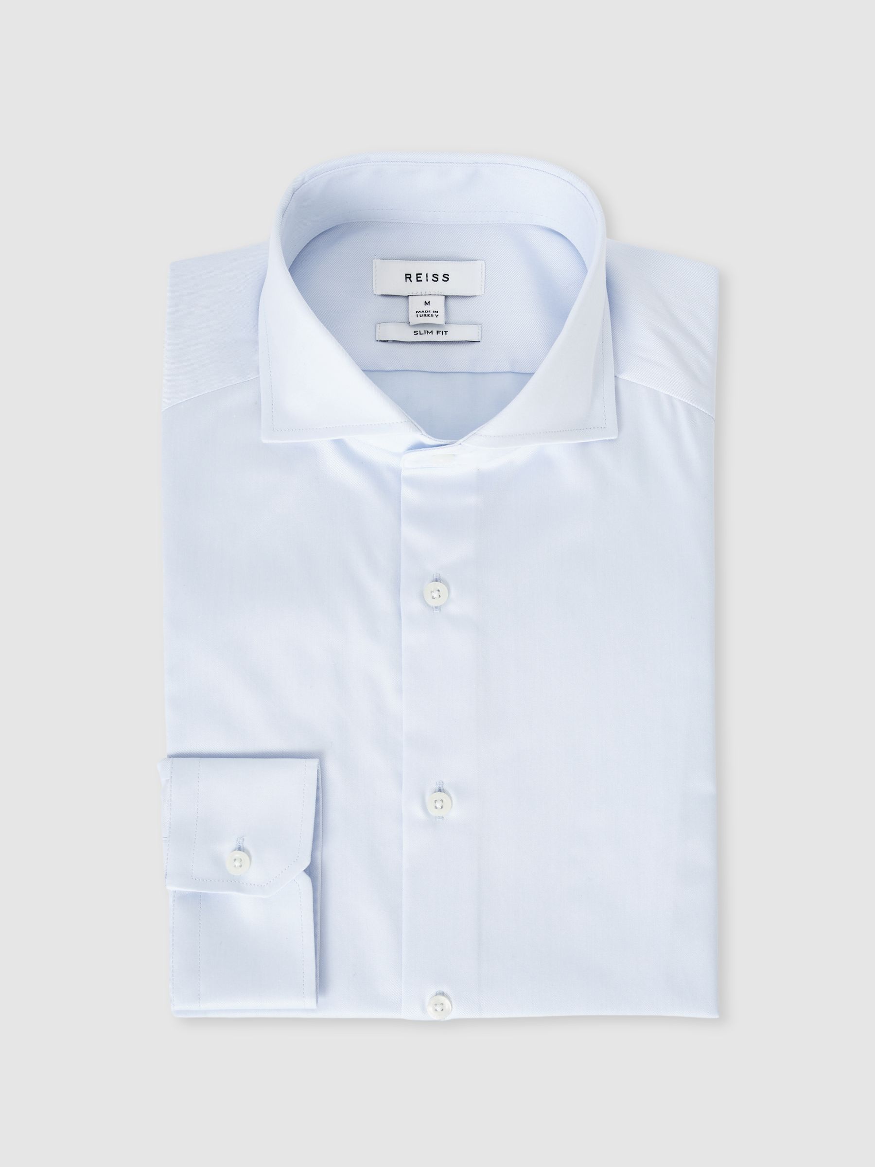 Slim Fit Cotton-Twill Two-Fold Shirt Slim-Fit in Soft Blue