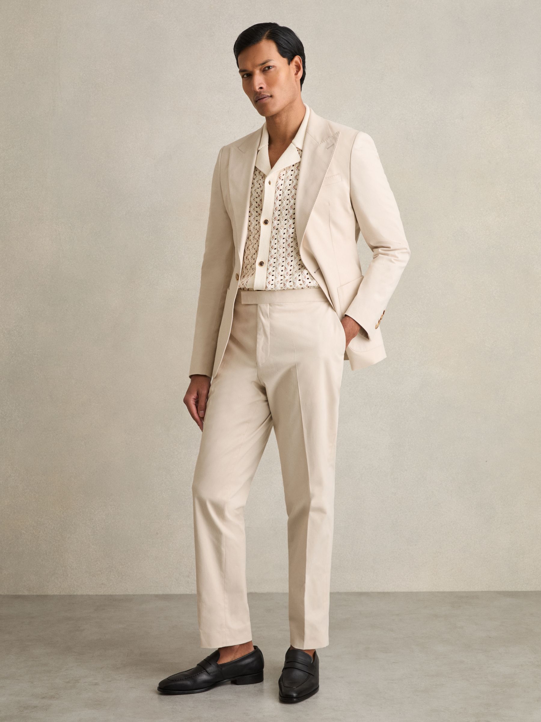 Slim-Fit Single-Breasted Suit Blazer in Stone