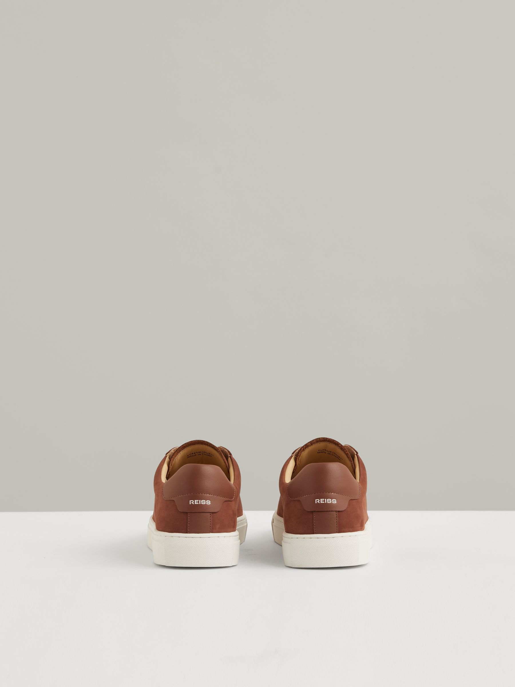 Nubuck Leather Low-Top Trainers in Brickwood Red