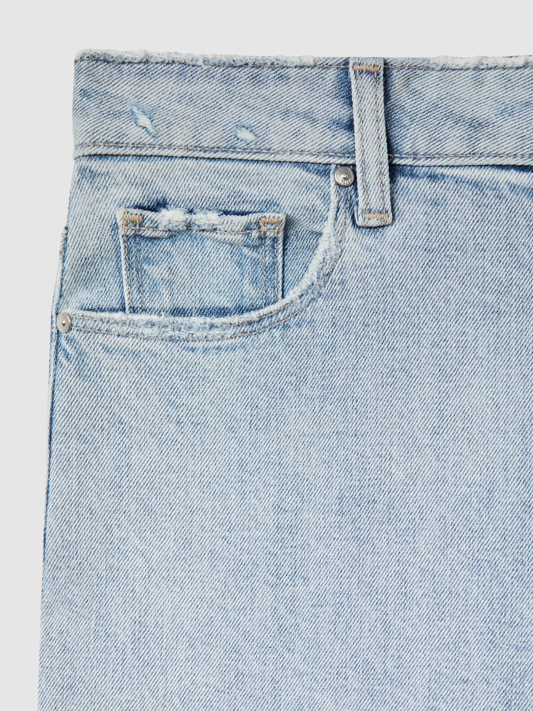 Paige Straight Leg Split Hem Jeans in Gianna Blue