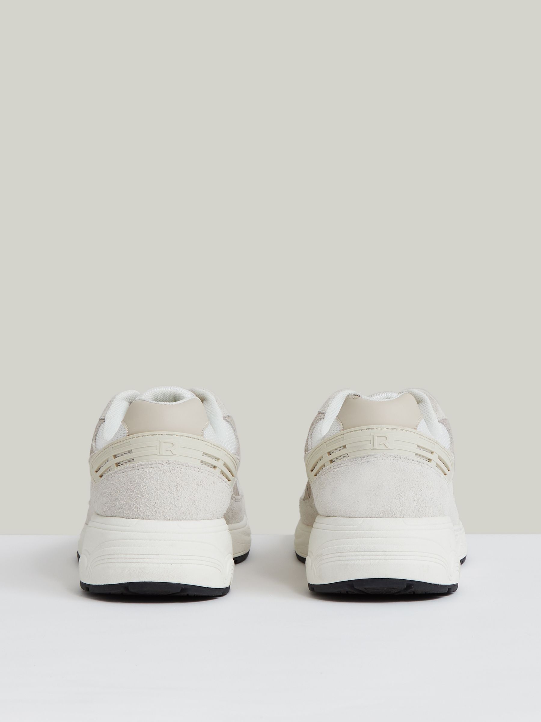 Panelled Running Trainers in Off White/Stone