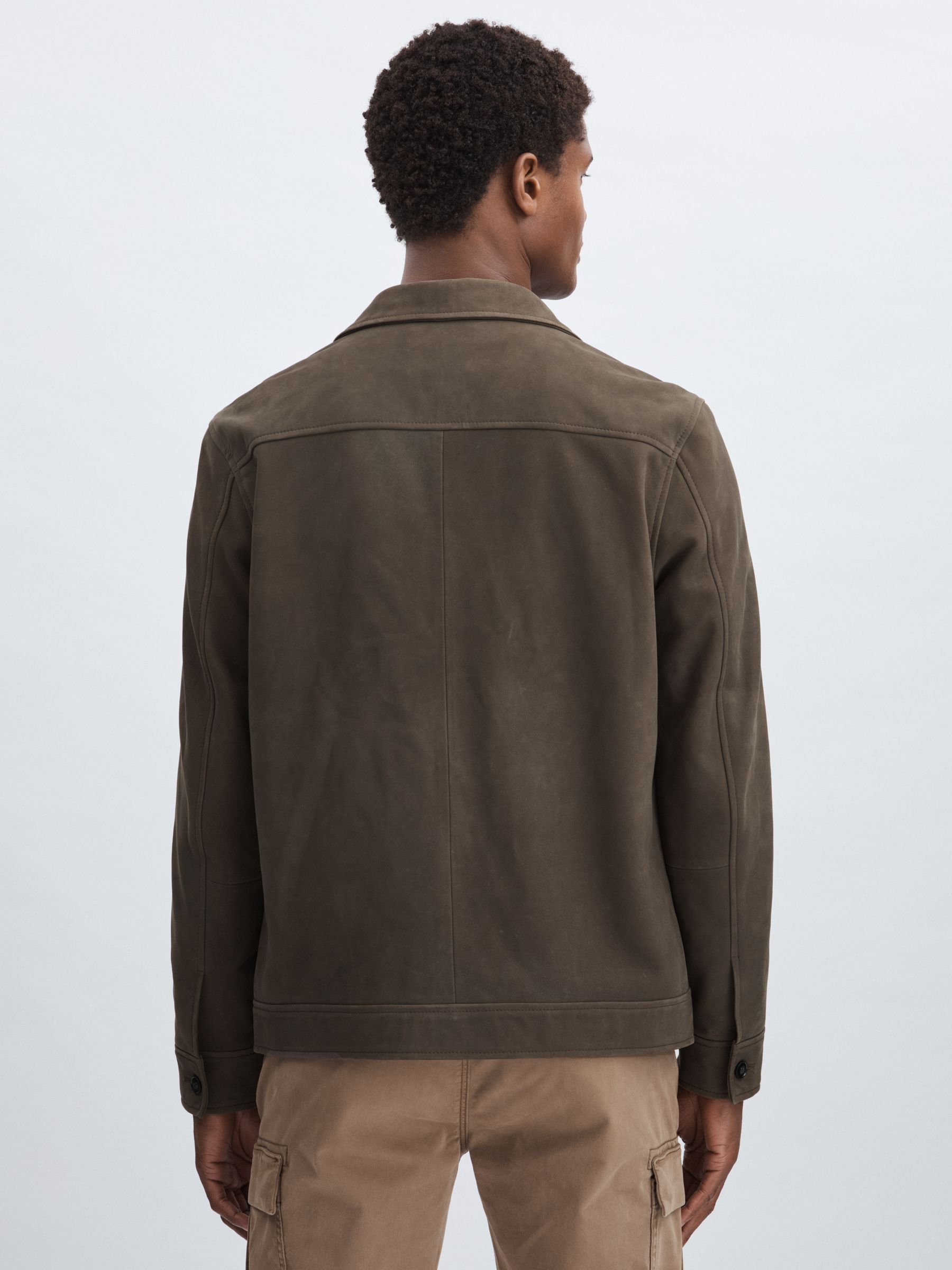 Paige Suede Chore Jacket in Brown/Khaki