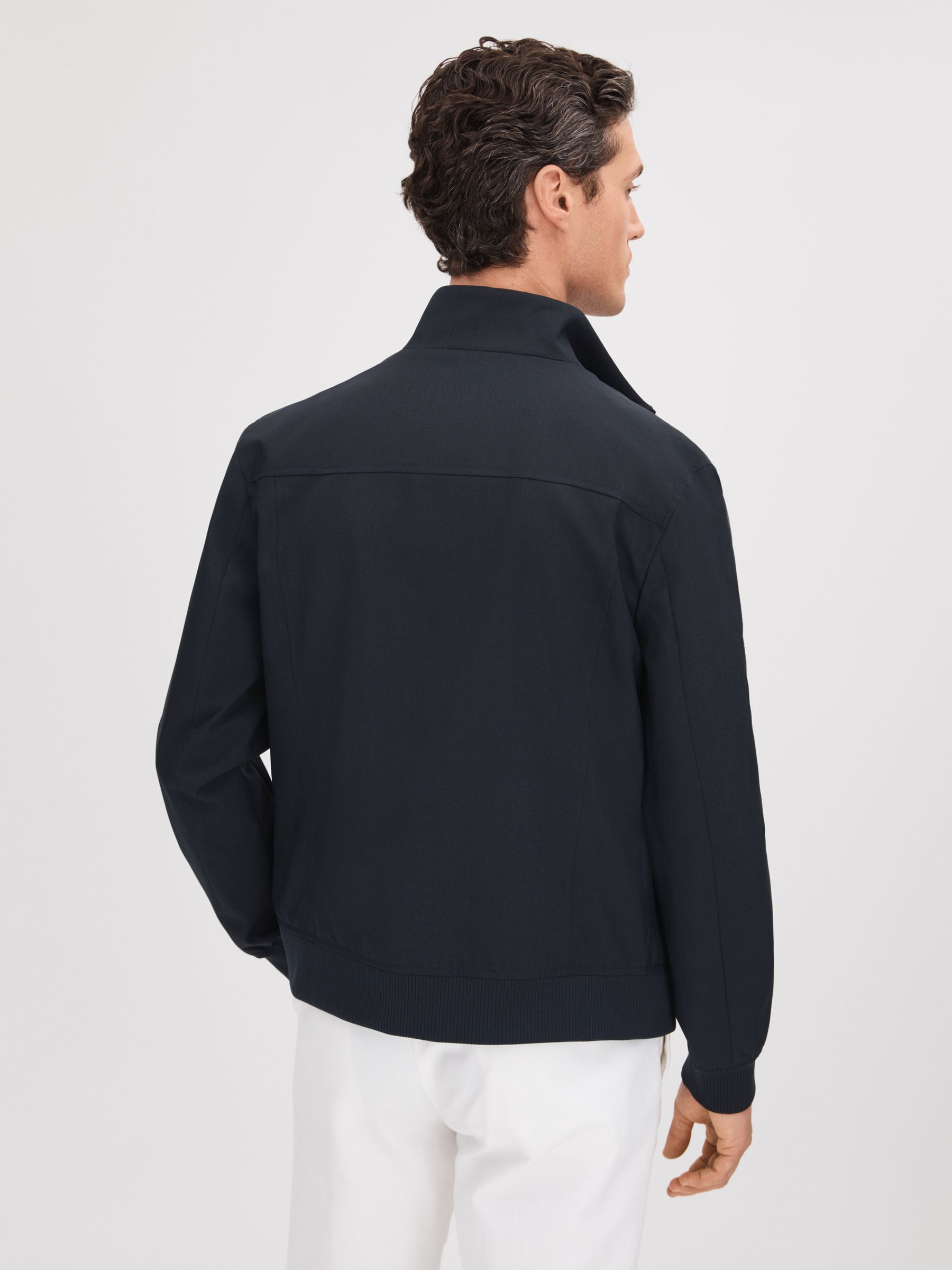 Funnel Neck Zip-Through Jacket in Navy