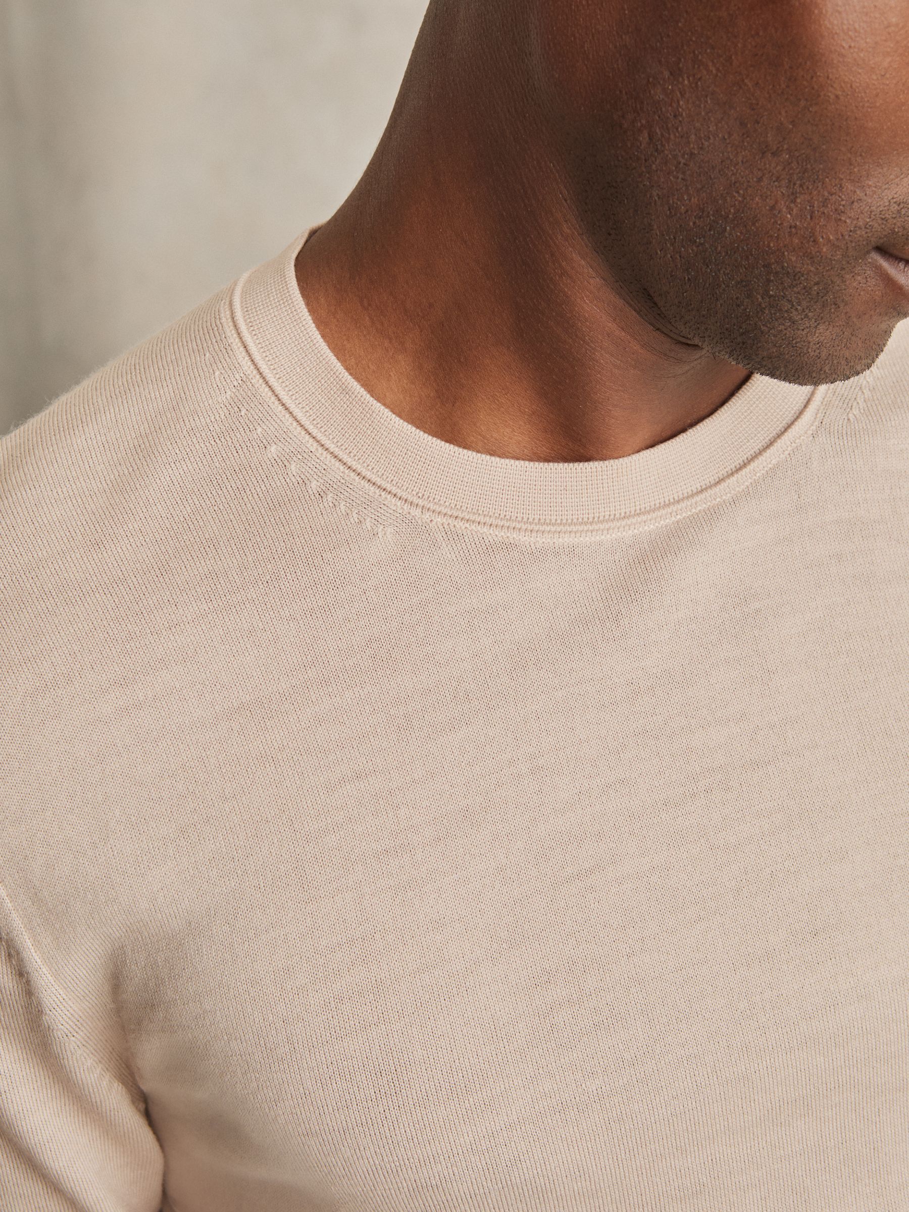 Merino-Wool Crew-Neck Jumper in Beige