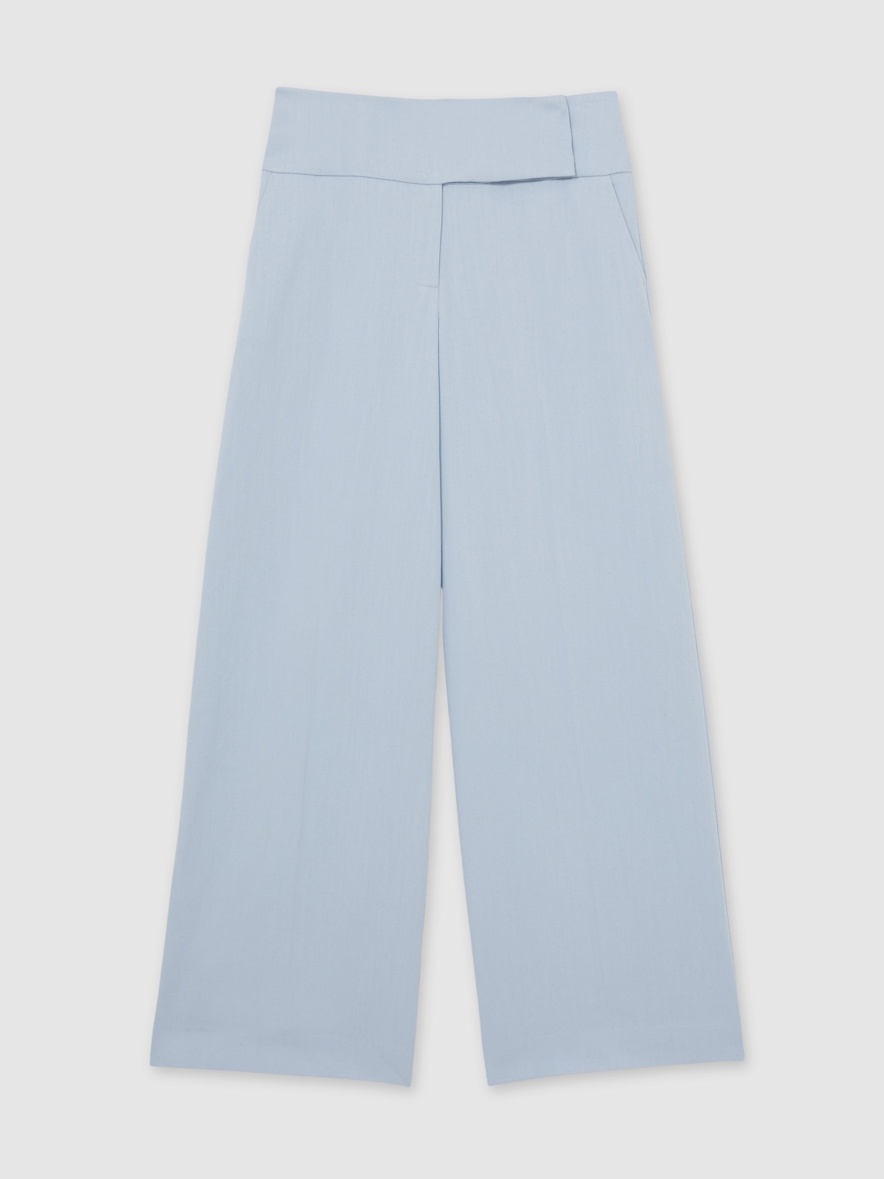 Lyocell-Linen Wide-Leg Trousers in Blue