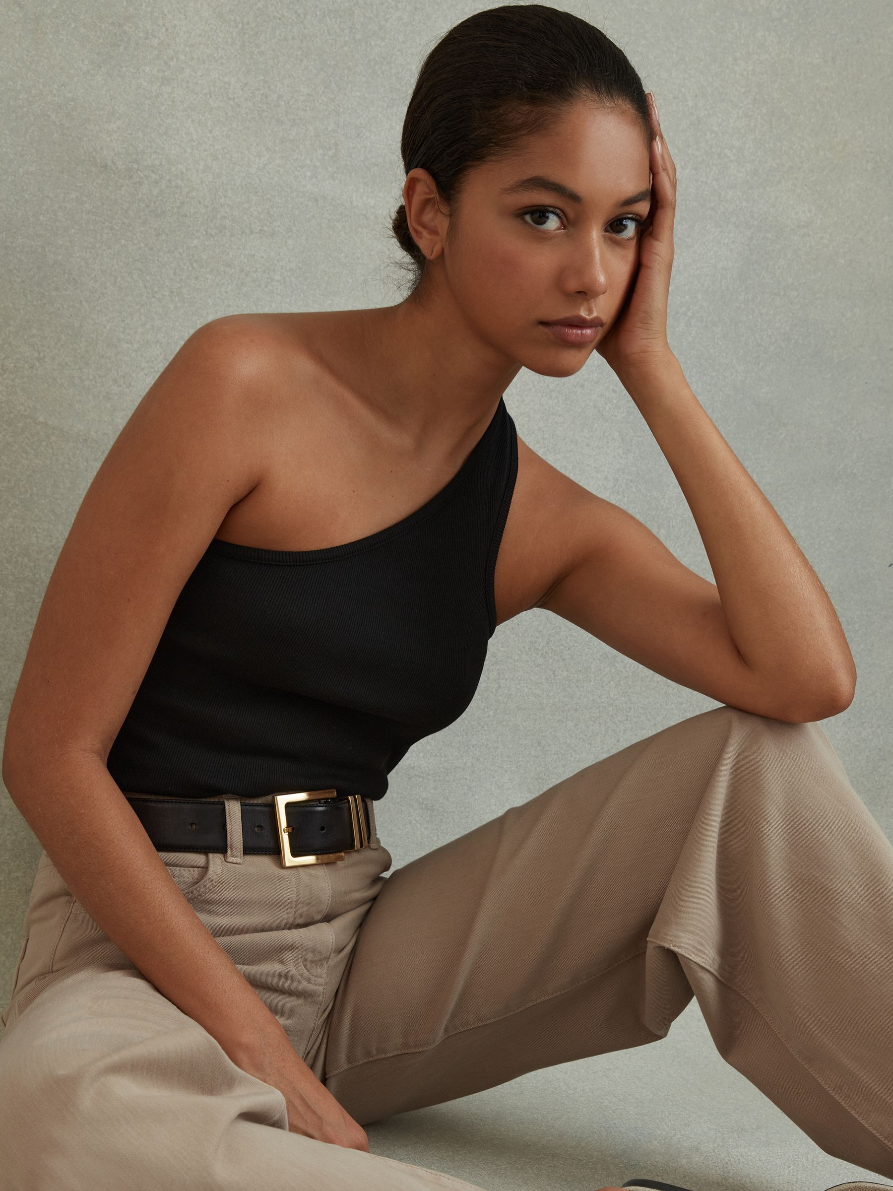 Garment Dyed Wide Leg Trousers in Light Camel