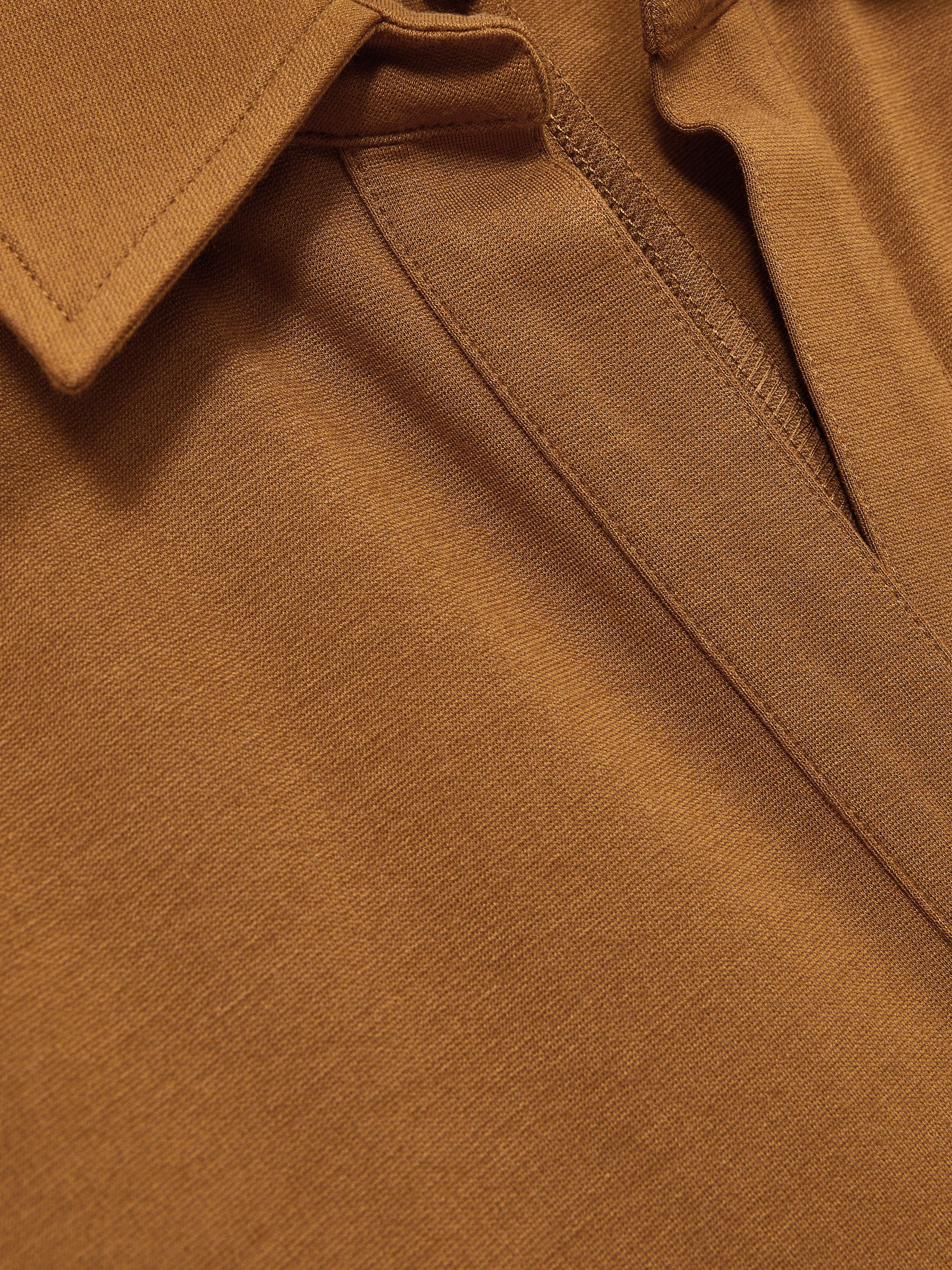 Jersey Open-Collar Bodycon Dress in Mustard