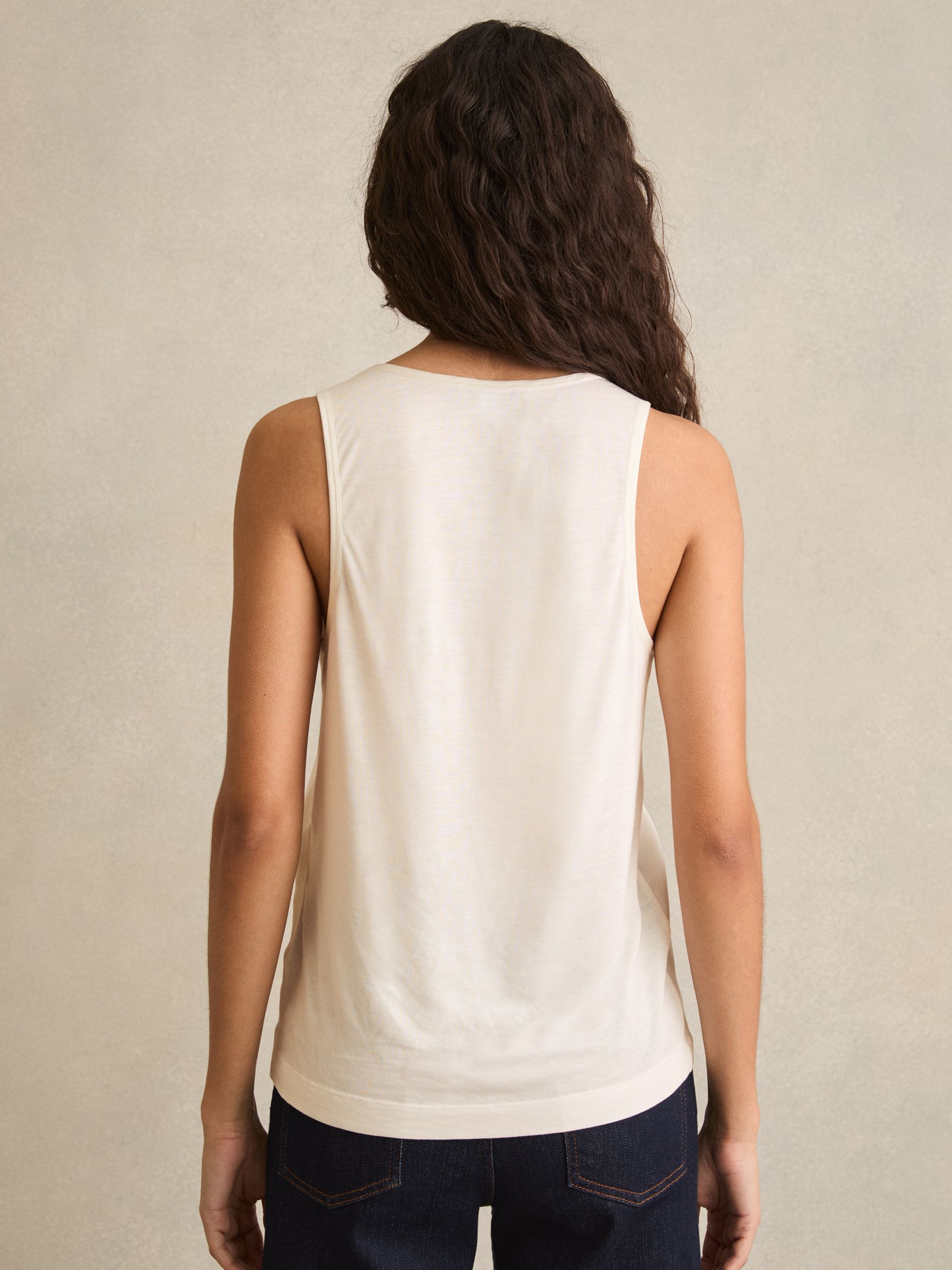 Silk-Front Cami Top in White