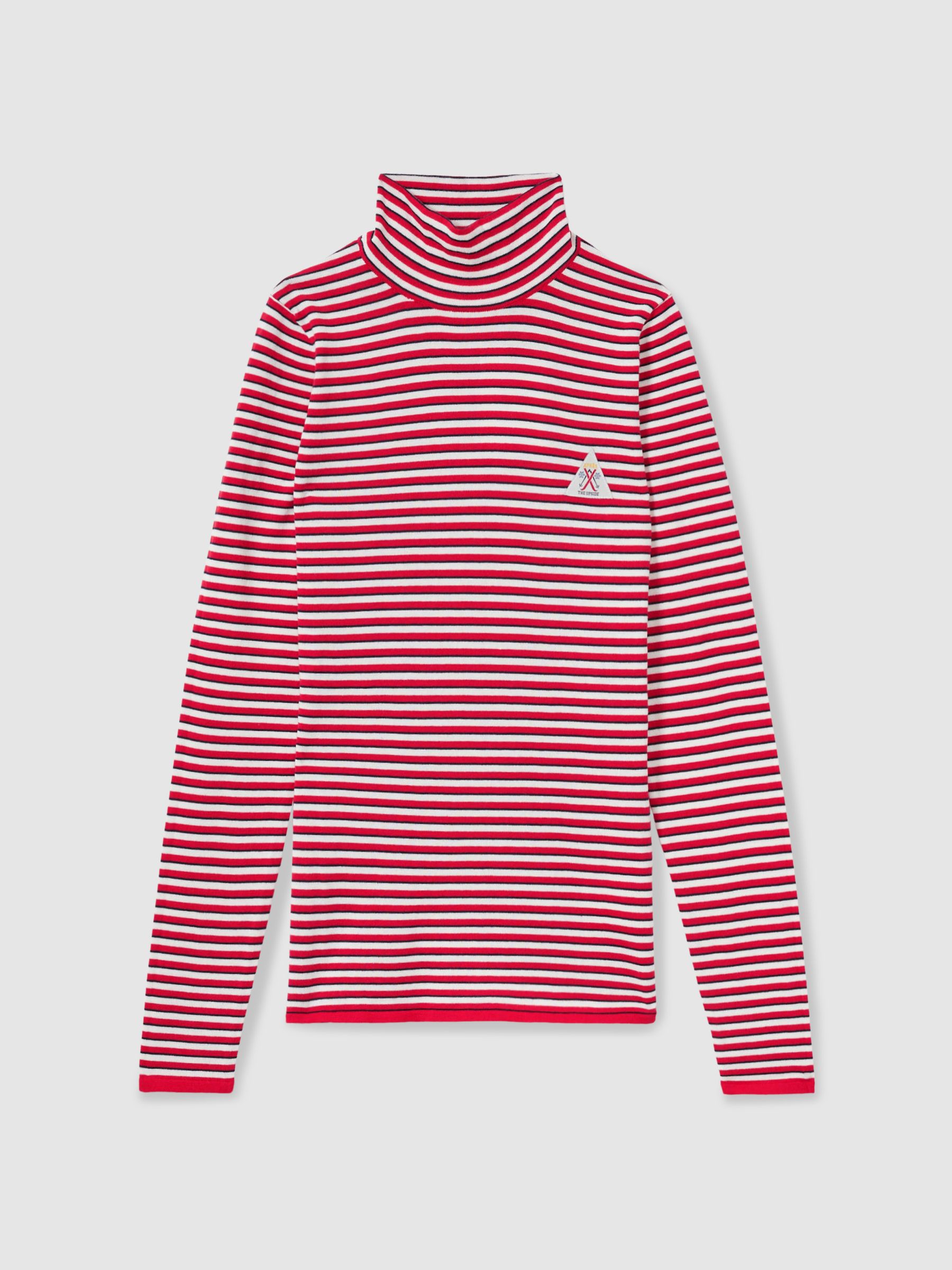 The Upside Organic-Cotton Striped Knit Top in Red Stripe