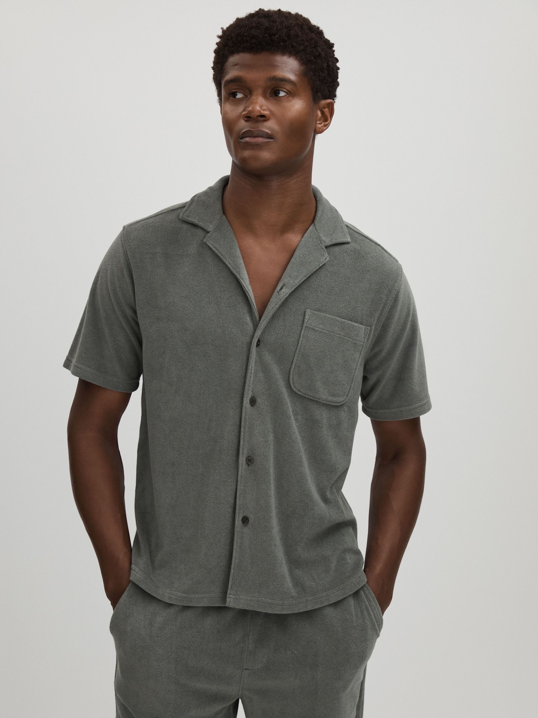 Paige Terry Cuban Collar Shirt in Grey