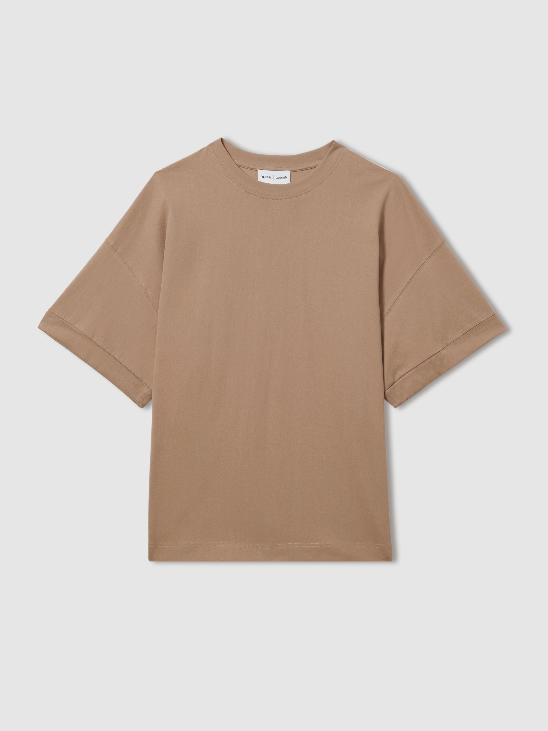 Reiss | Les 100 Ciels Cotton-Blend Jersey T-Shirt in Camel