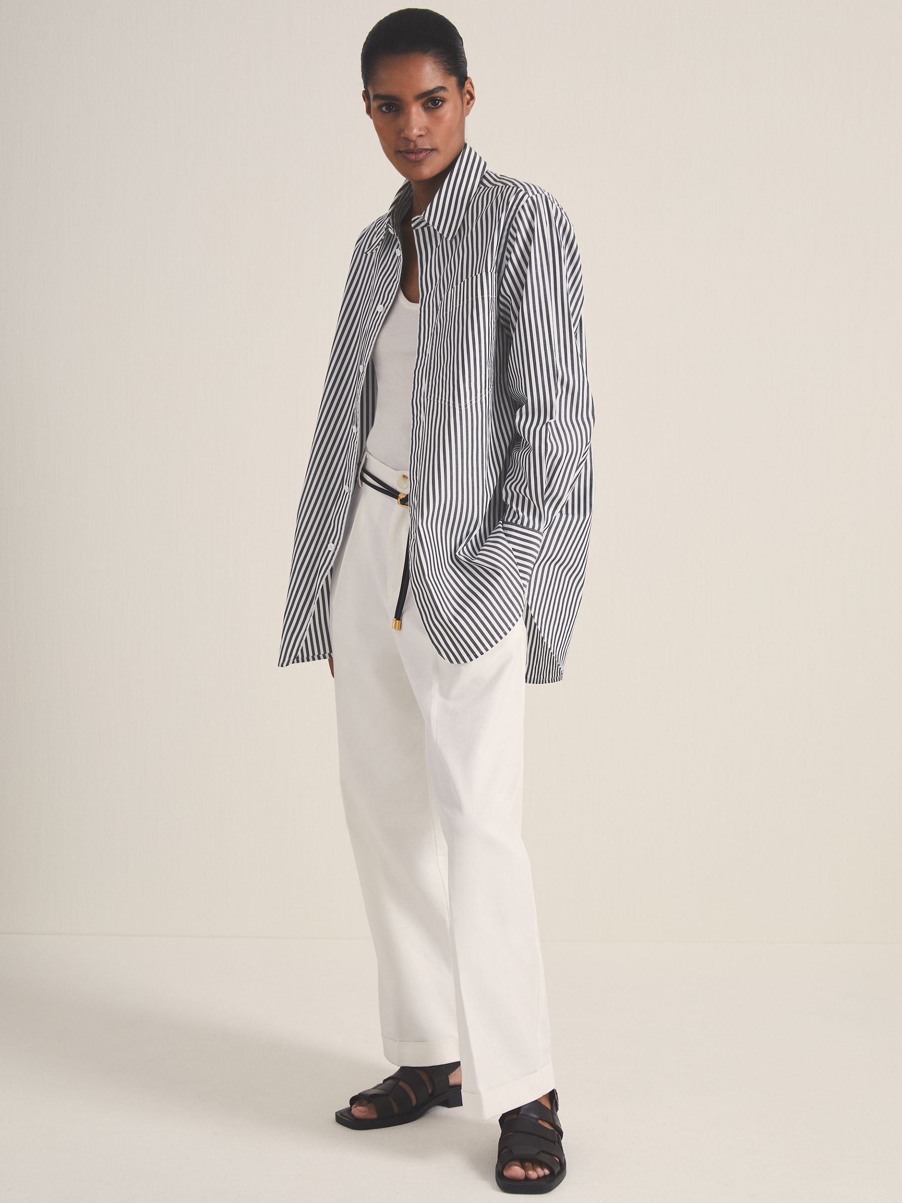 Reiss | Les 100 Ciels Stripe Shirt in White/Navy