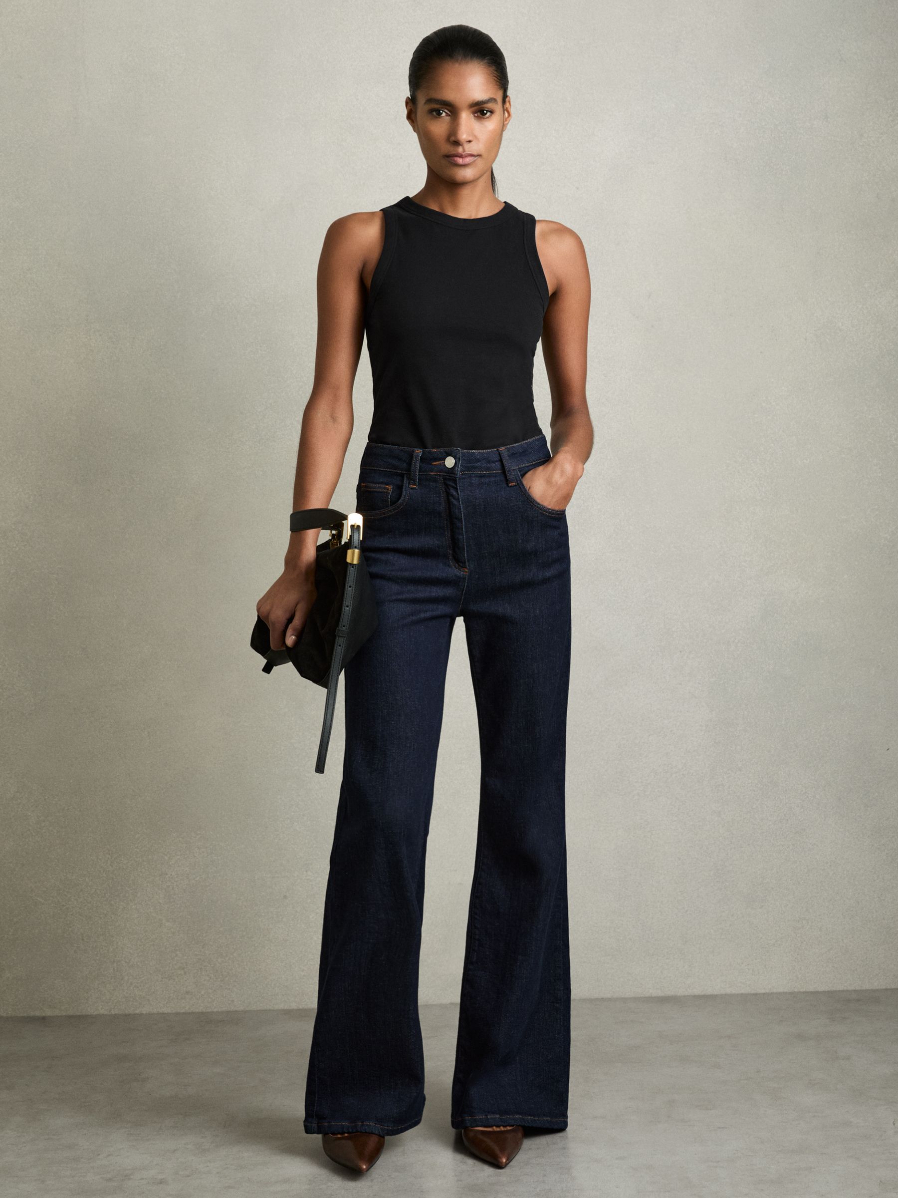 Stretch-Cotton Racerback Vest in Black