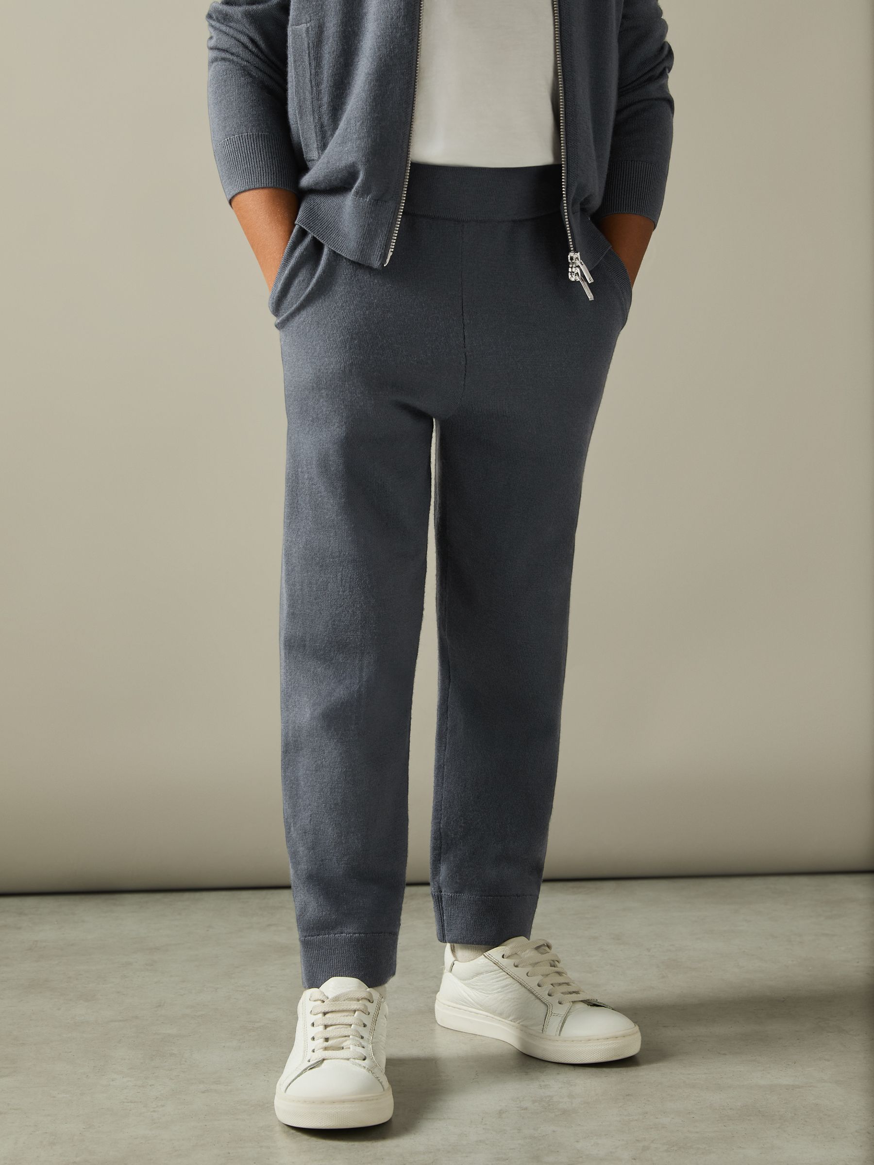 9-13 yrs Merino-Blend Stretch Joggers in Blackened Blue