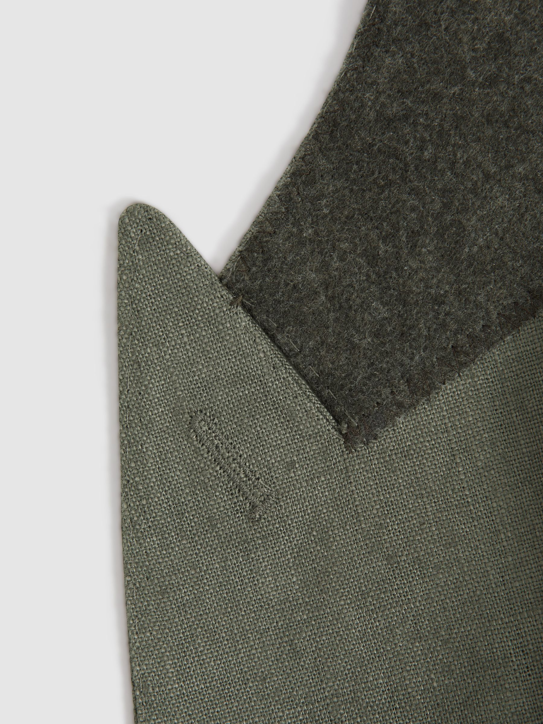 Linen Double Breasted Blazer in Dark Sage
