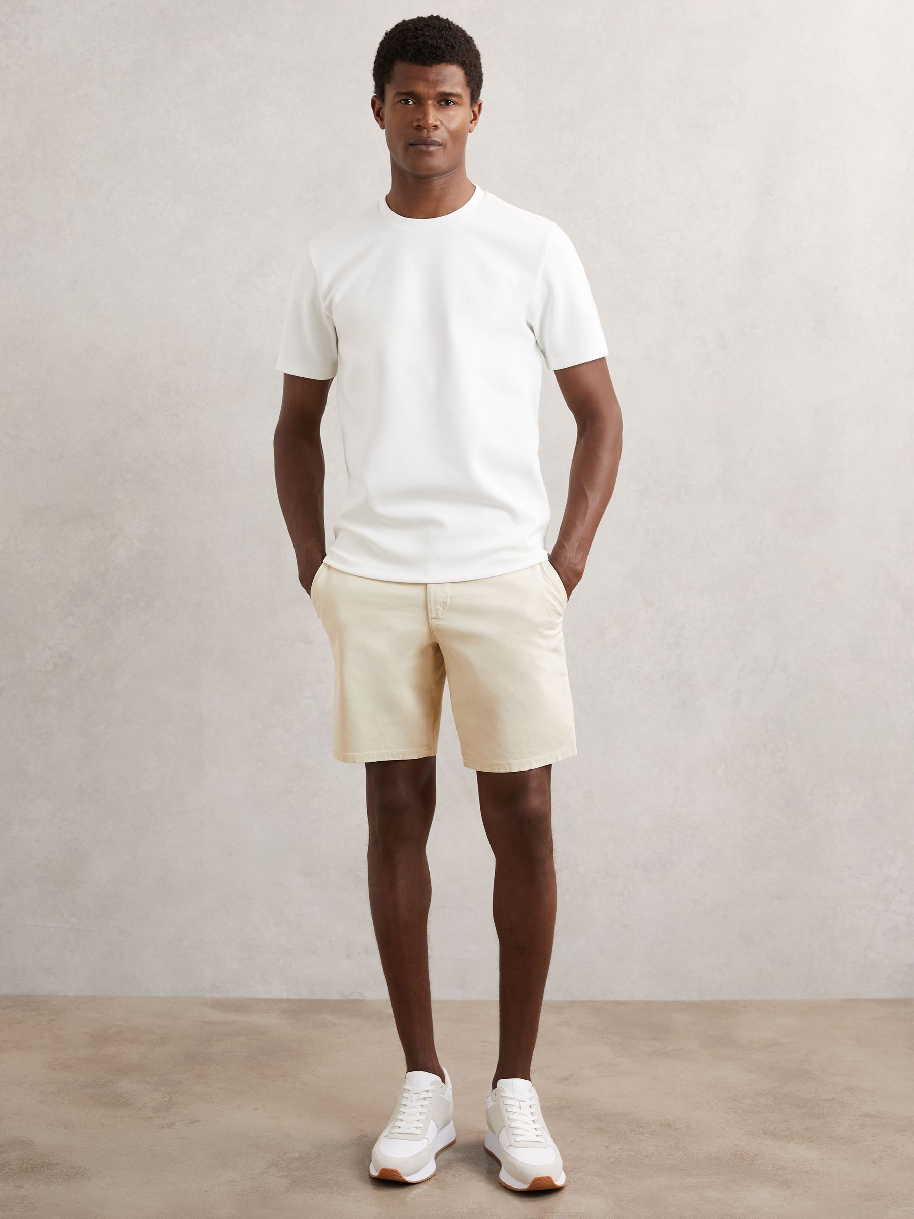 Paige Cotton Chino Shorts with Stretch in Cream