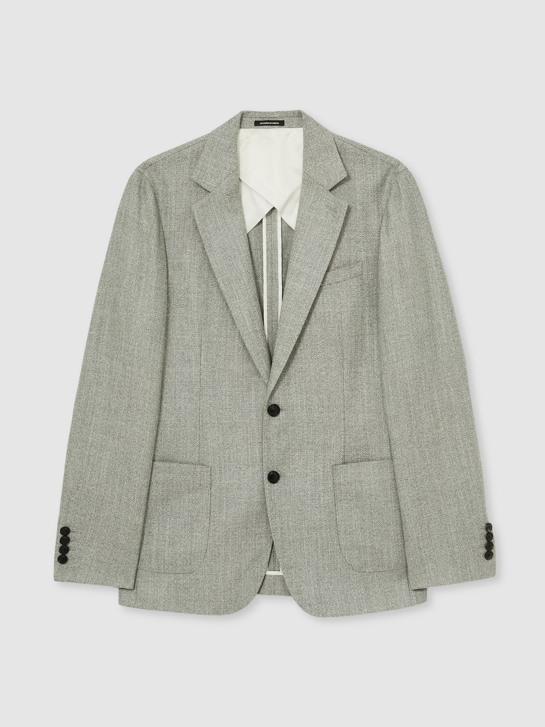 Slim-Fit Single-Breasted Wool-Blend Textured Blazer in Sage Green