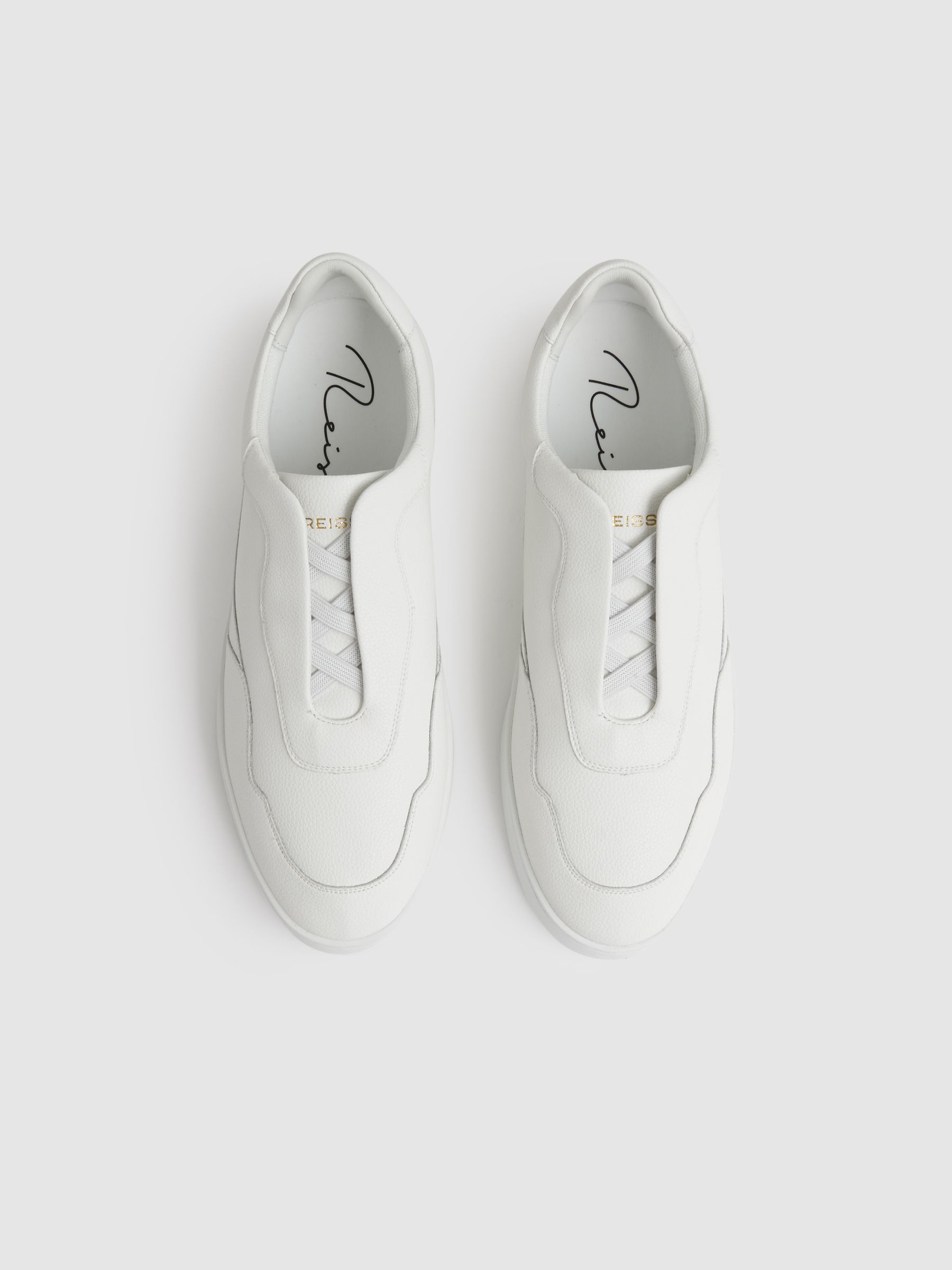 Leather Elasticated-Lace Trainers in White