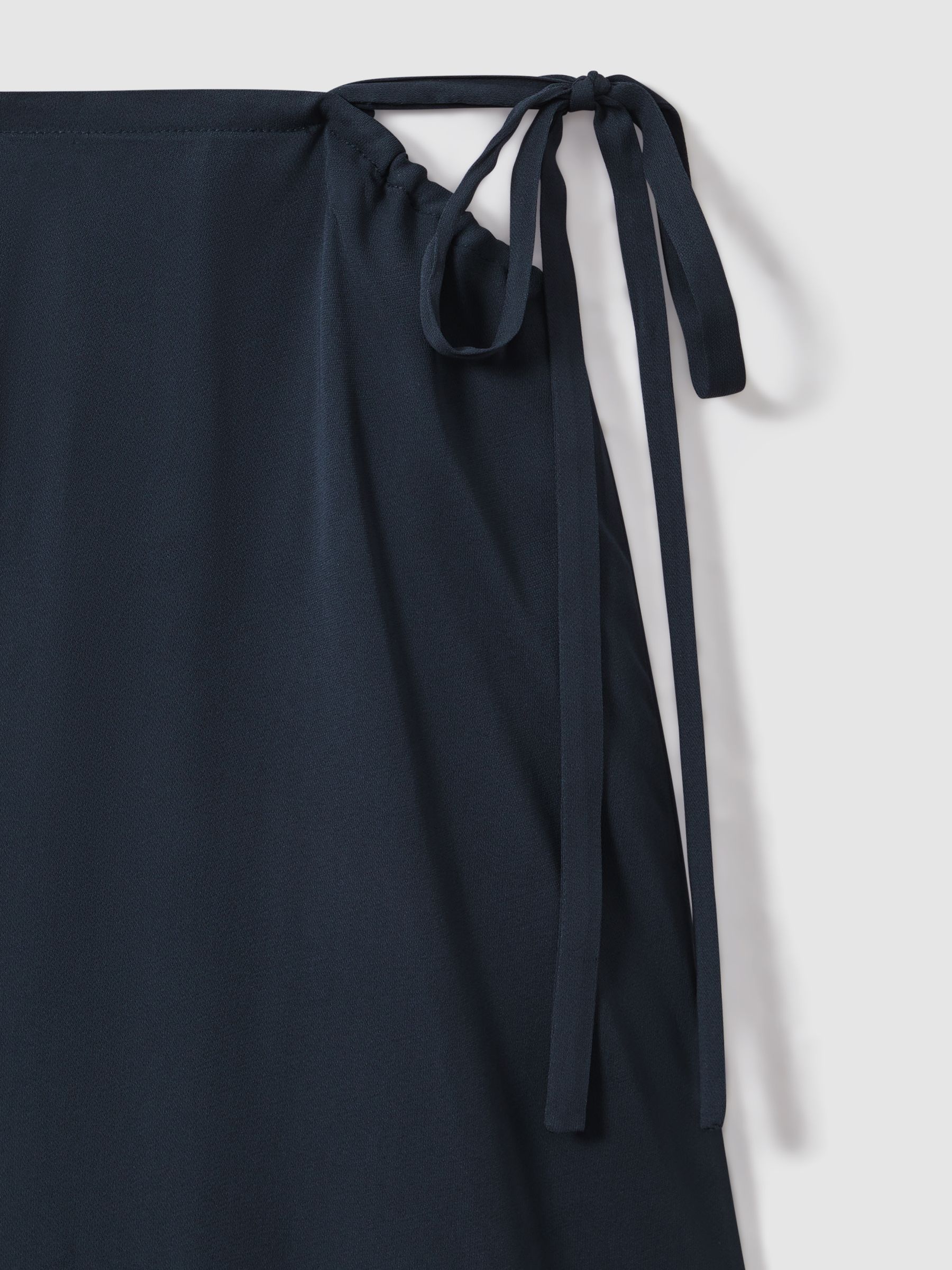 Gathered Side Midi Skirt in Navy