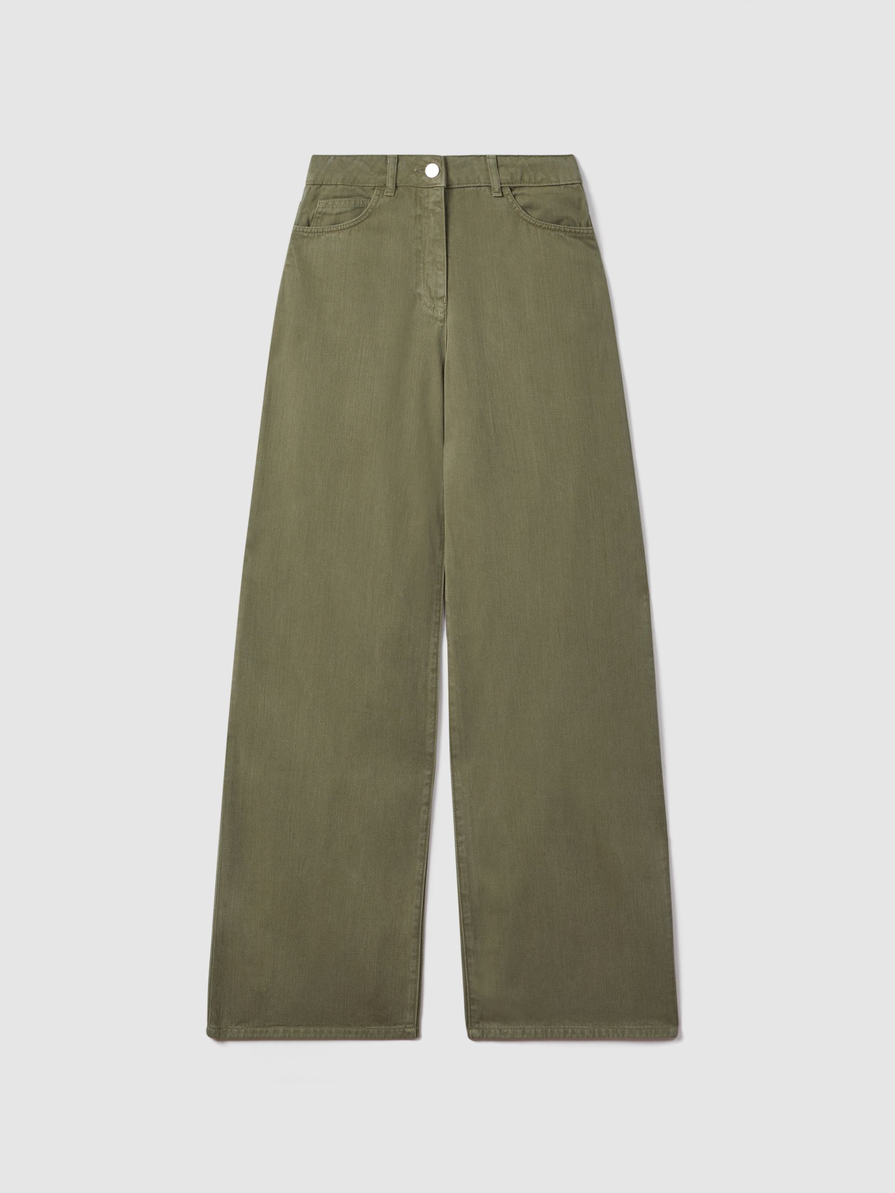 Garment Dyed Wide Leg Trousers in Khaki