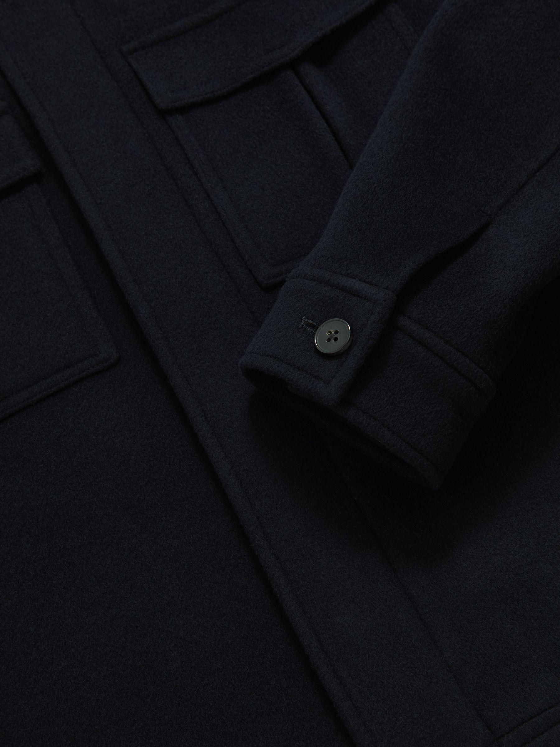 Wool Blend Twin Pocket Zipped Jacket in Navy