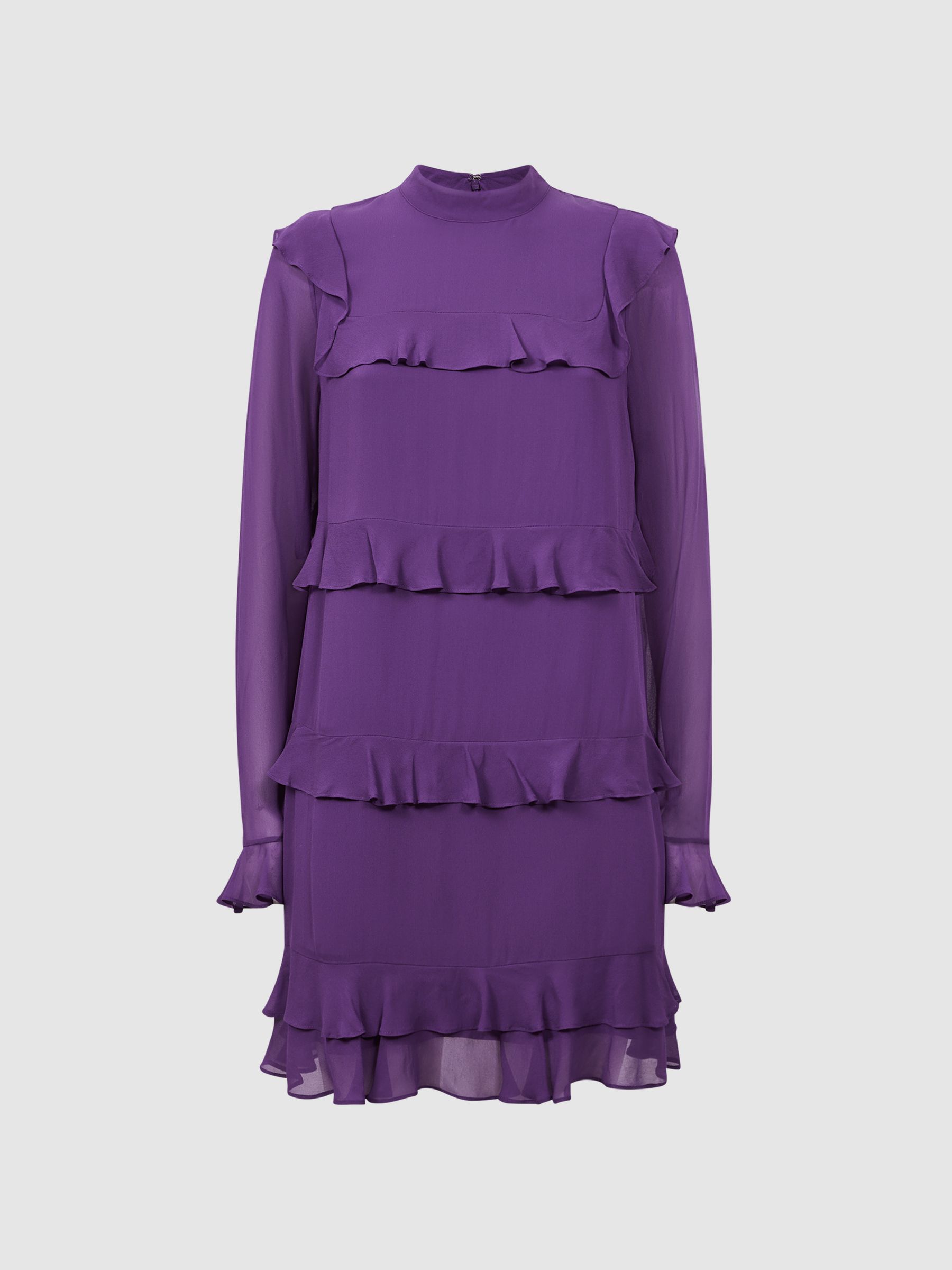 Florere Tiered Mini Dress in Dark Purple