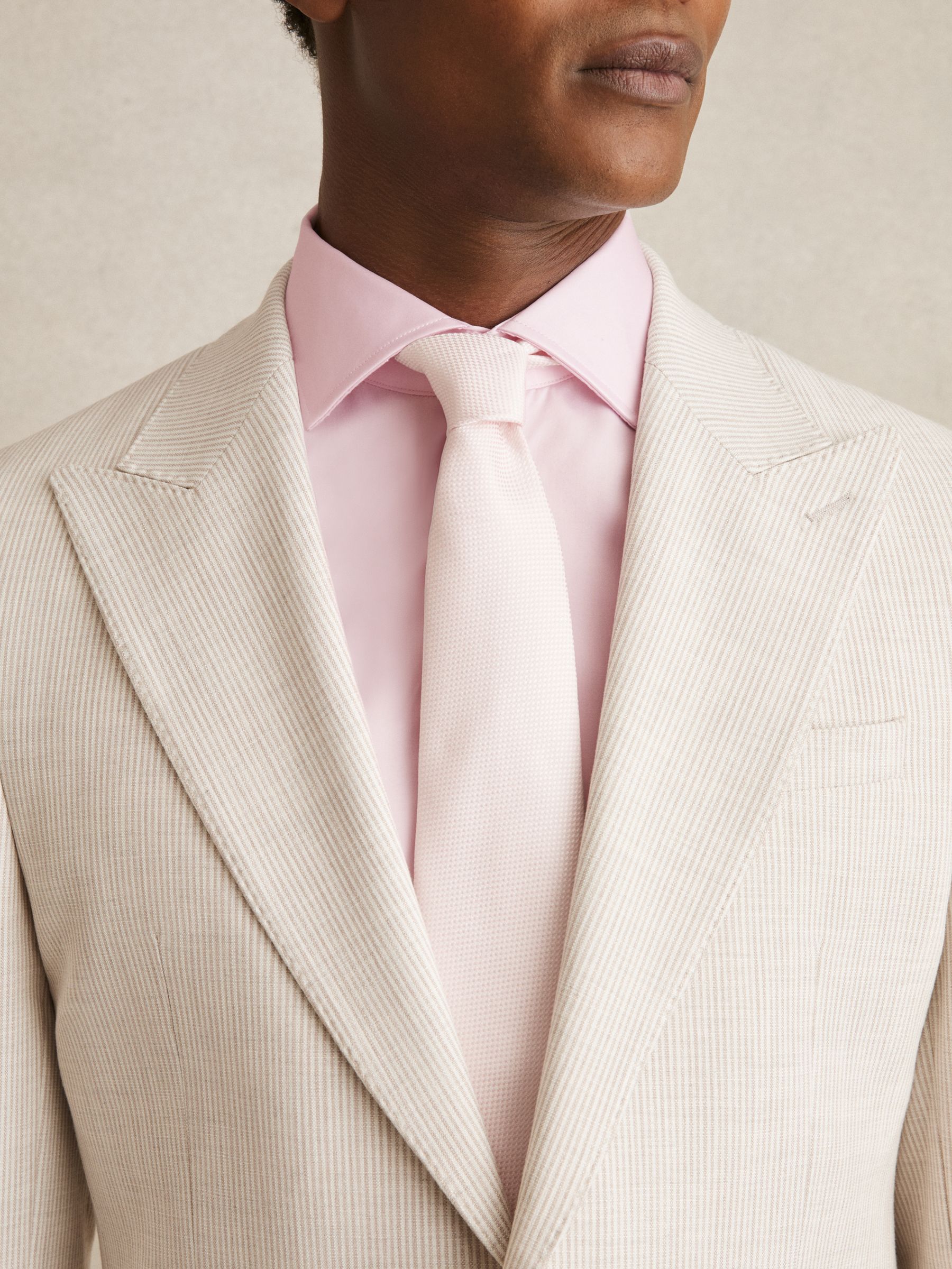 Slim Fit Cotton Sateen Shirt in Pink