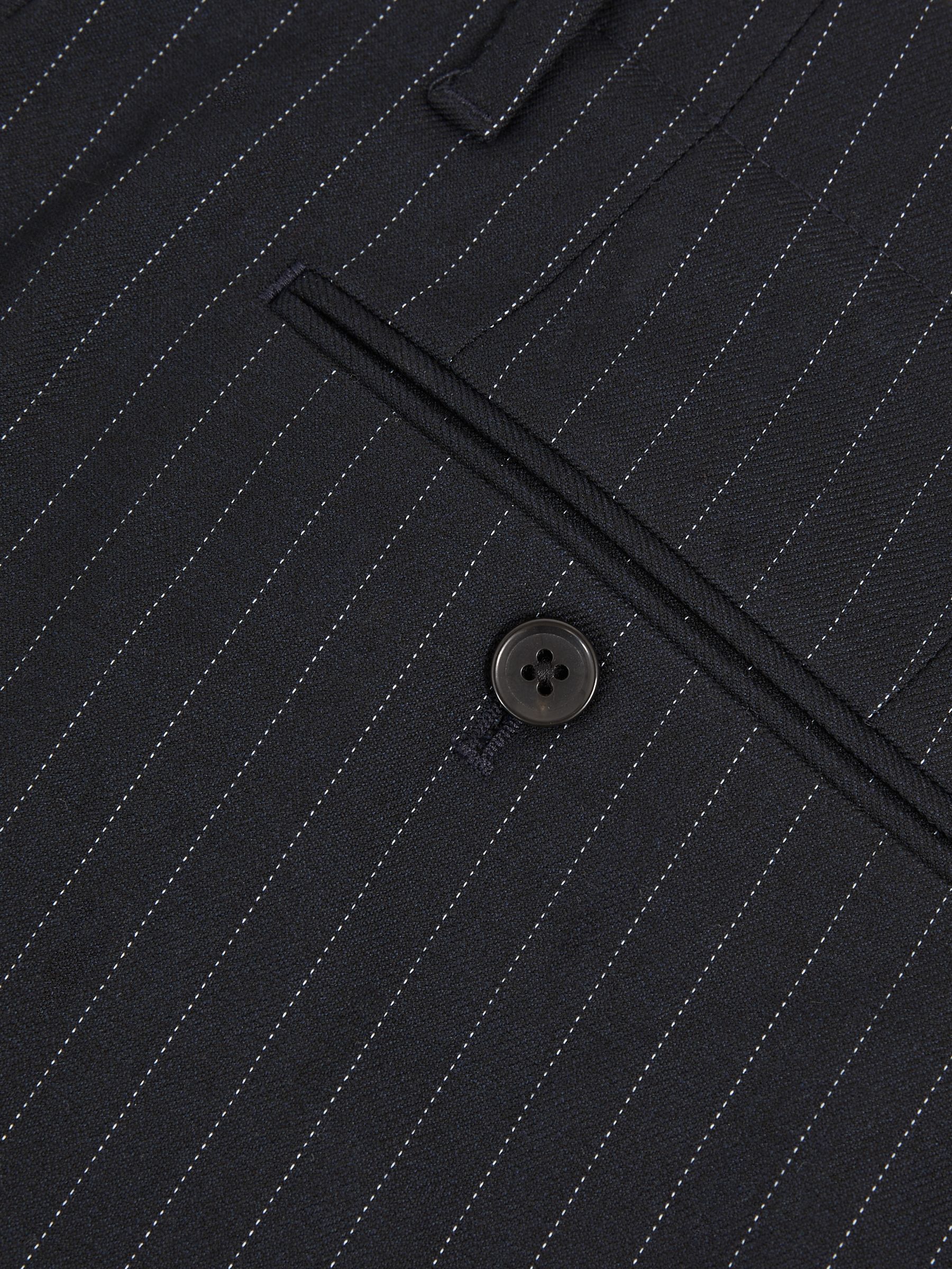 Straight Leg Pinstripe Trousers in Navy