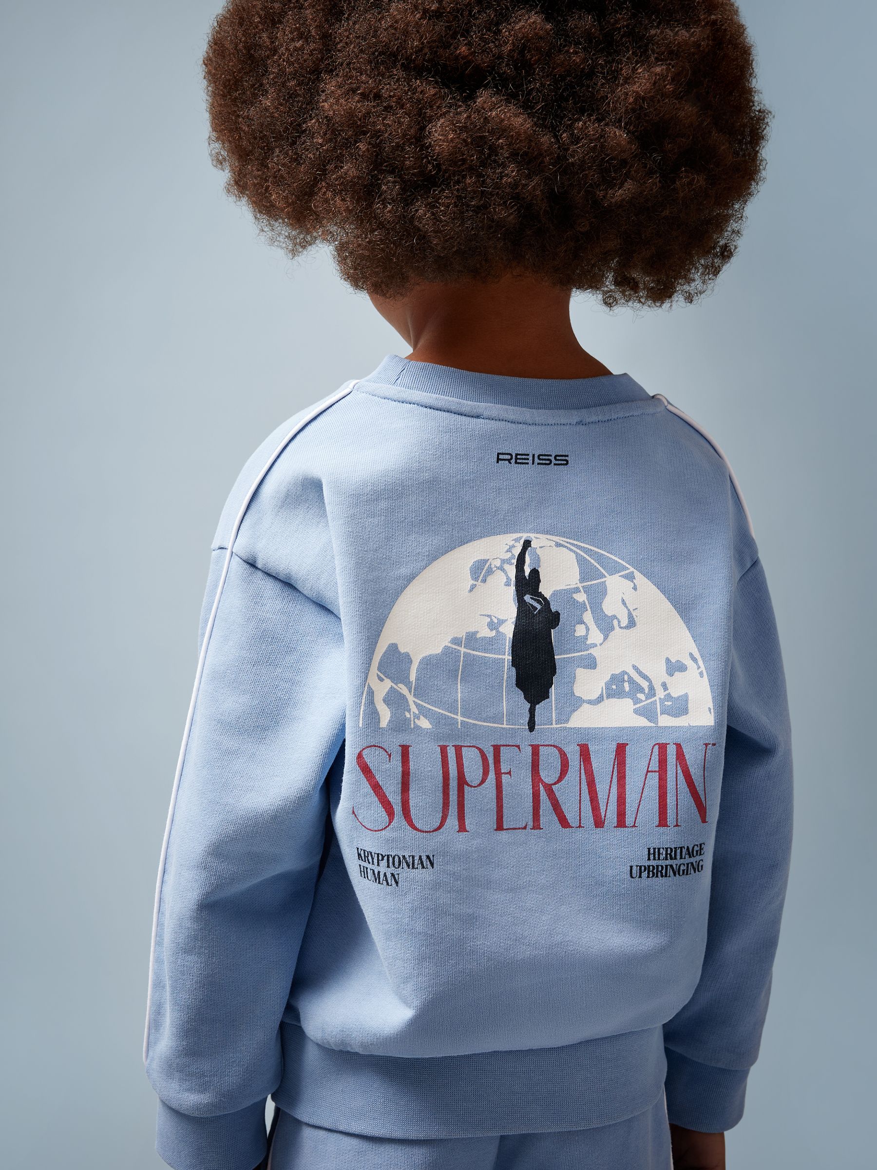 9-13 yrs Superman | Reiss Logo Print Sweatshirt in Light Blue