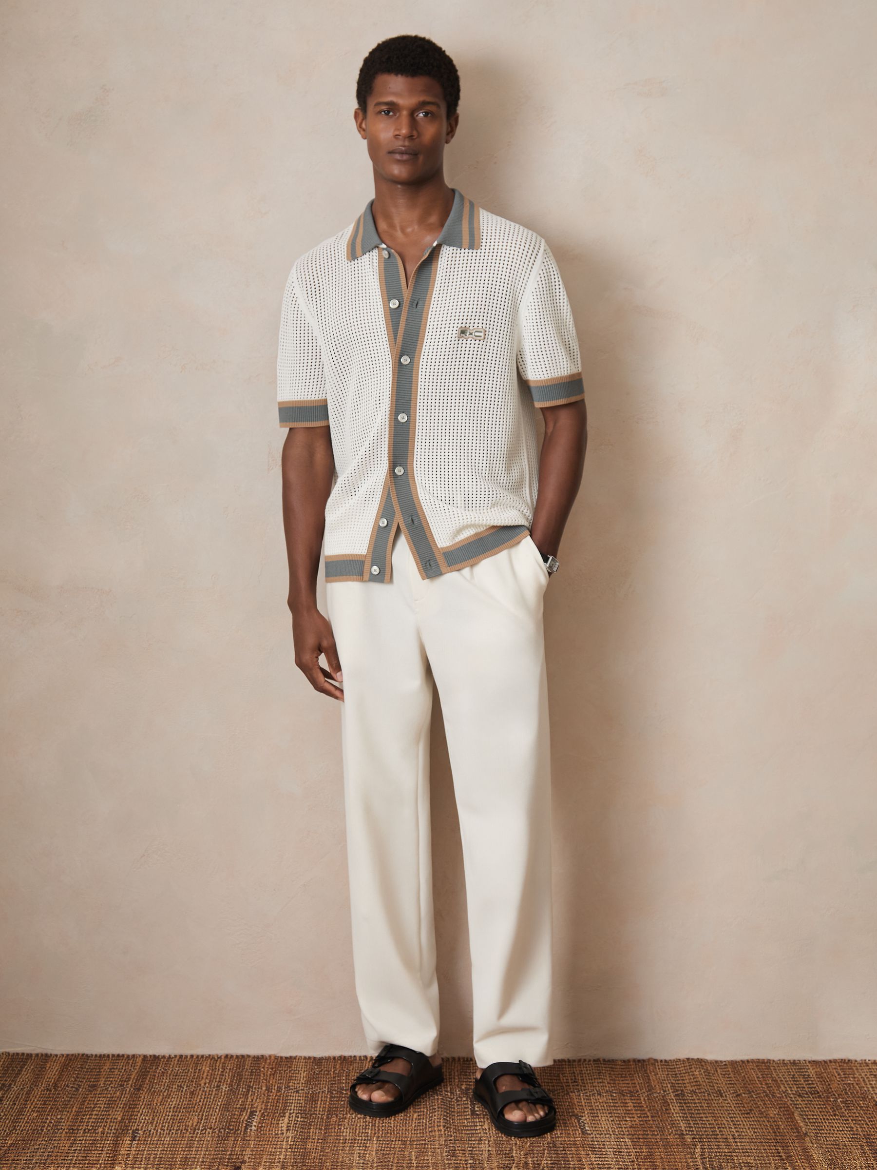 Reiss | Ché Crochet Tipped Shirt in White