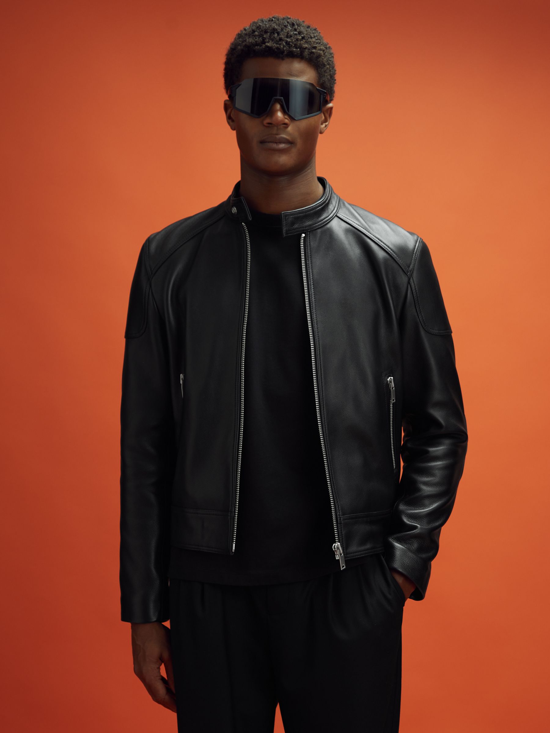 McLaren F1 Embossed Leather Jacket in Black