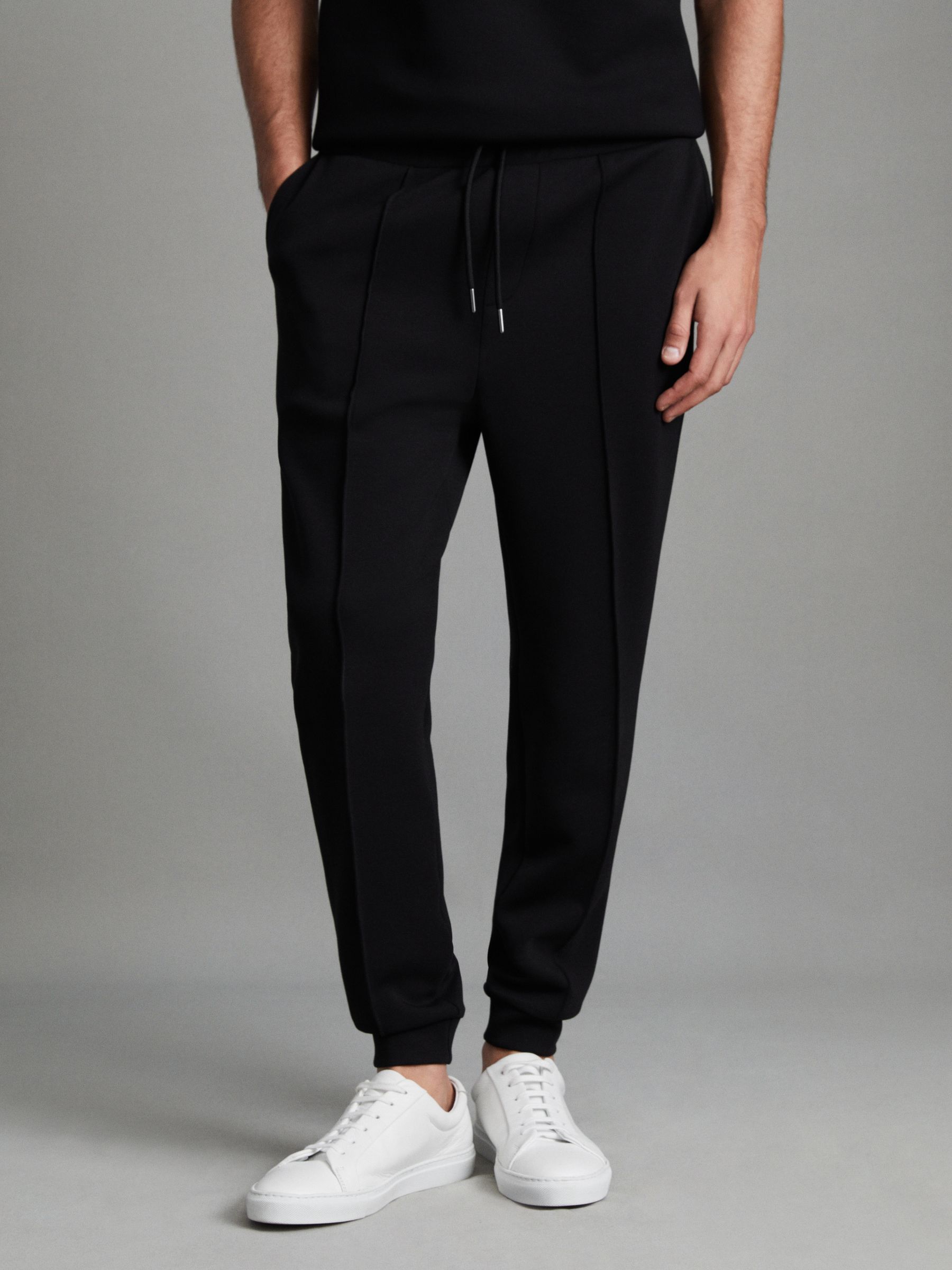 Stretch Jersey Tailored Joggers in Black