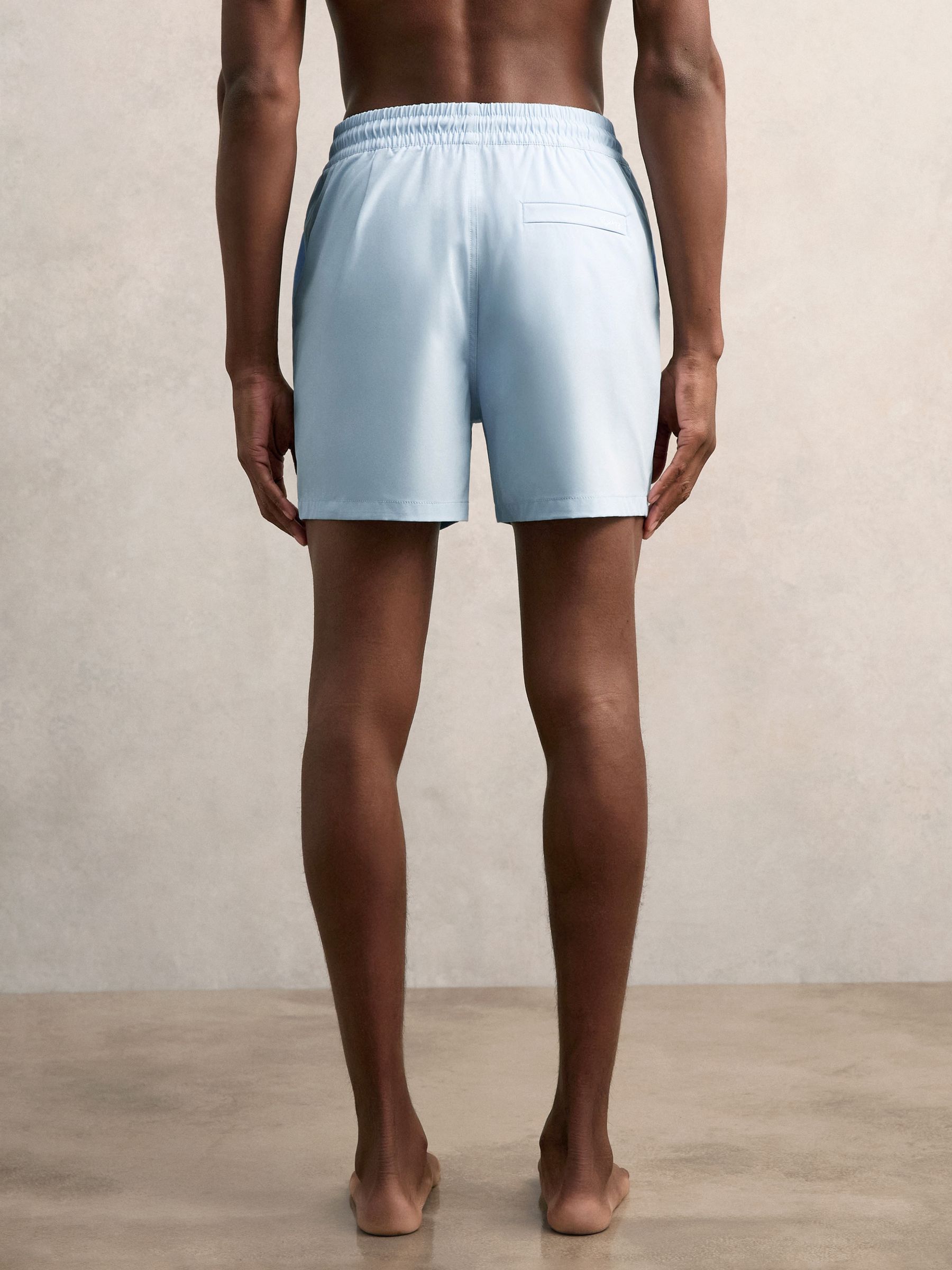 Drawstring Swim Shorts in Soft Blue