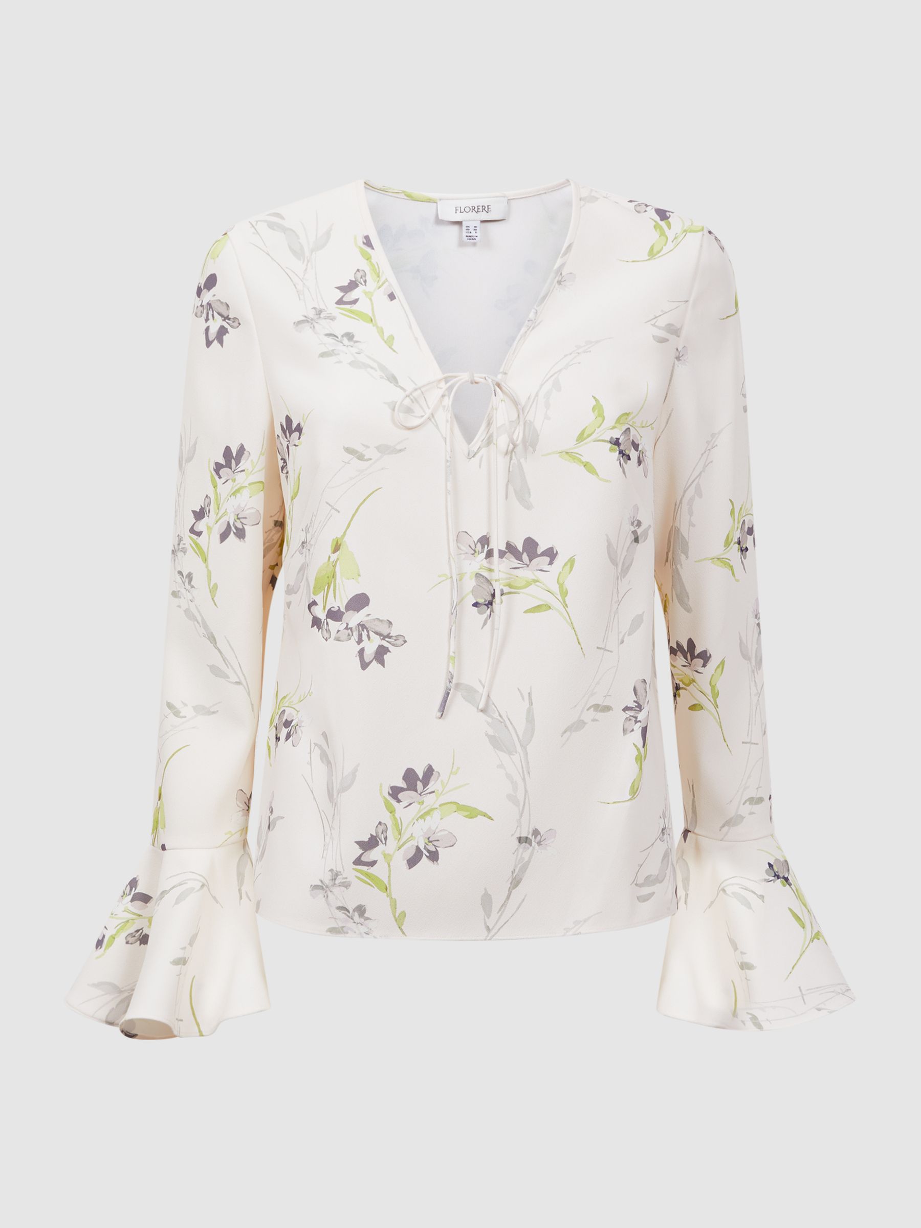 Florere Floral V-Neck Top in Cream
