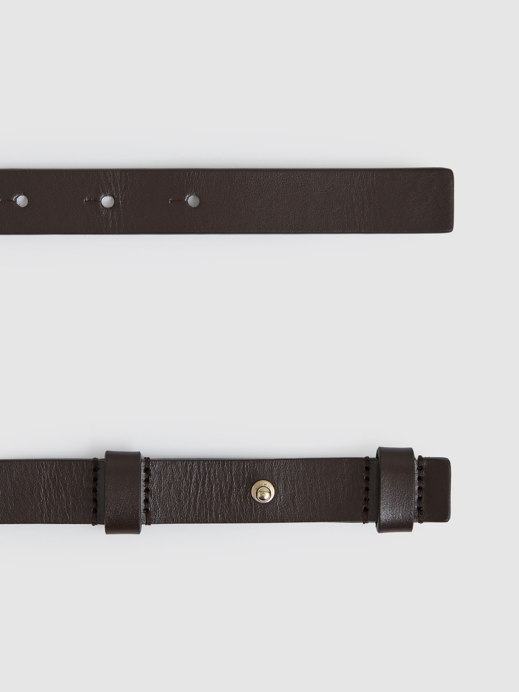 Leather Square Hinge Belt in Chocolate