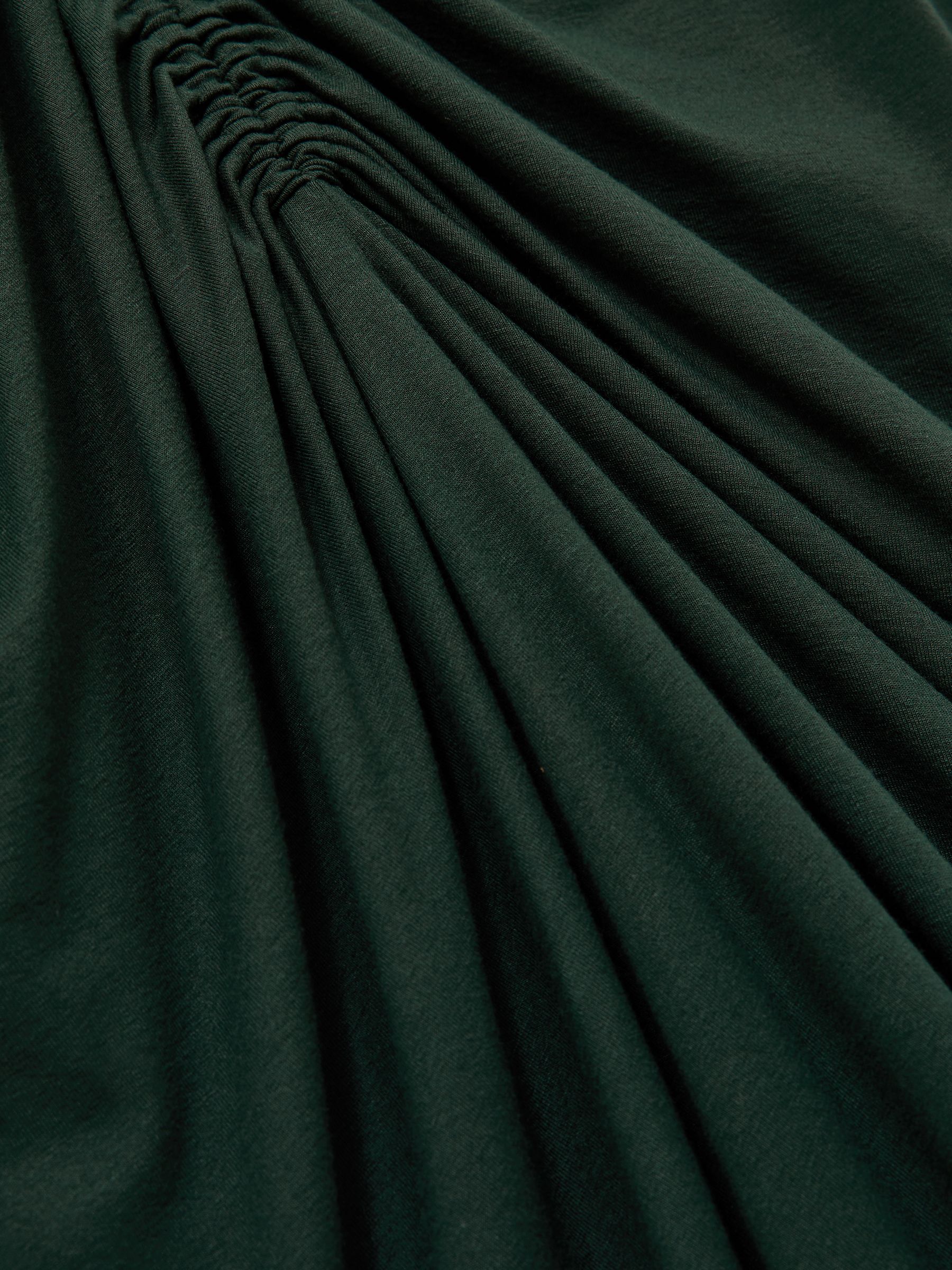 Ruched Jersey Midi Dress in Green