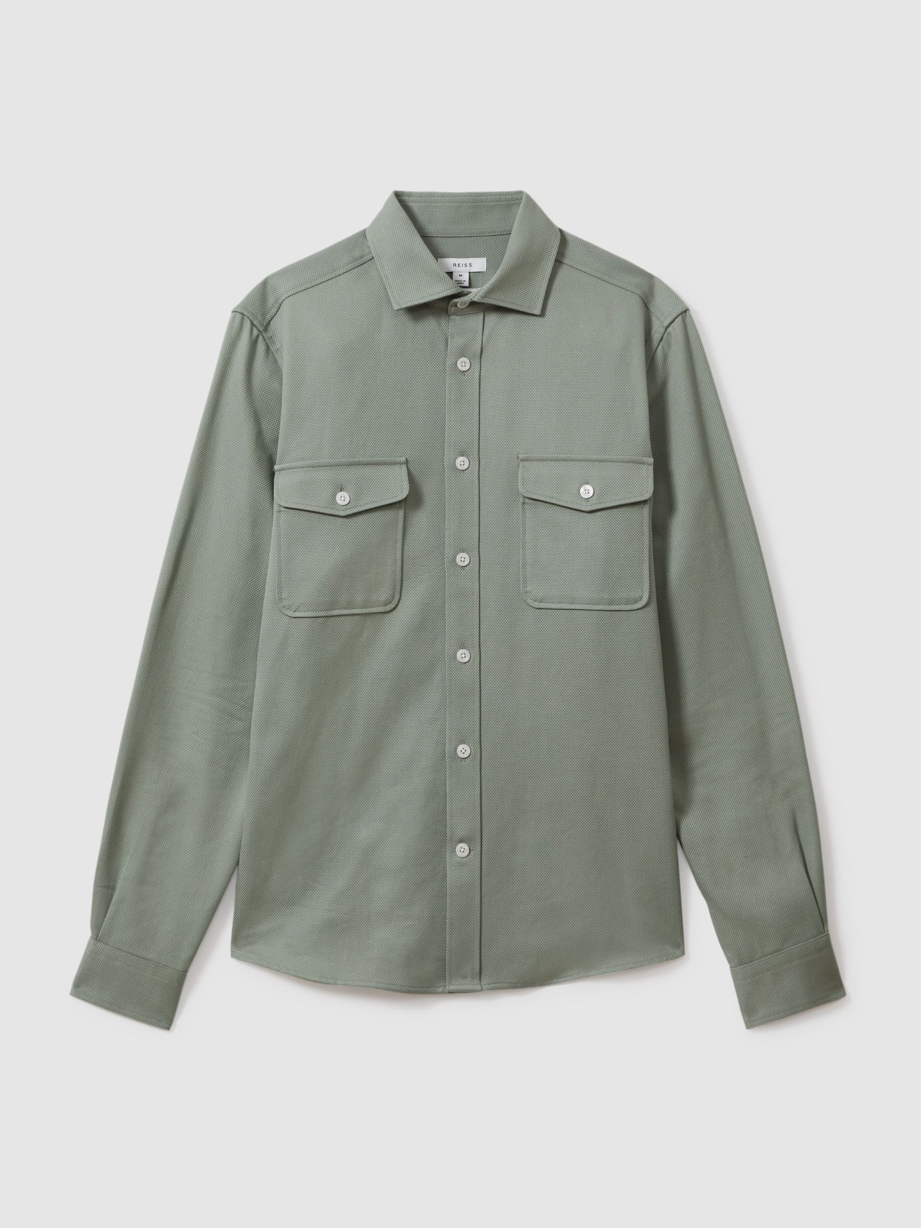 Cotton Canvas Overshirt in Sage Green