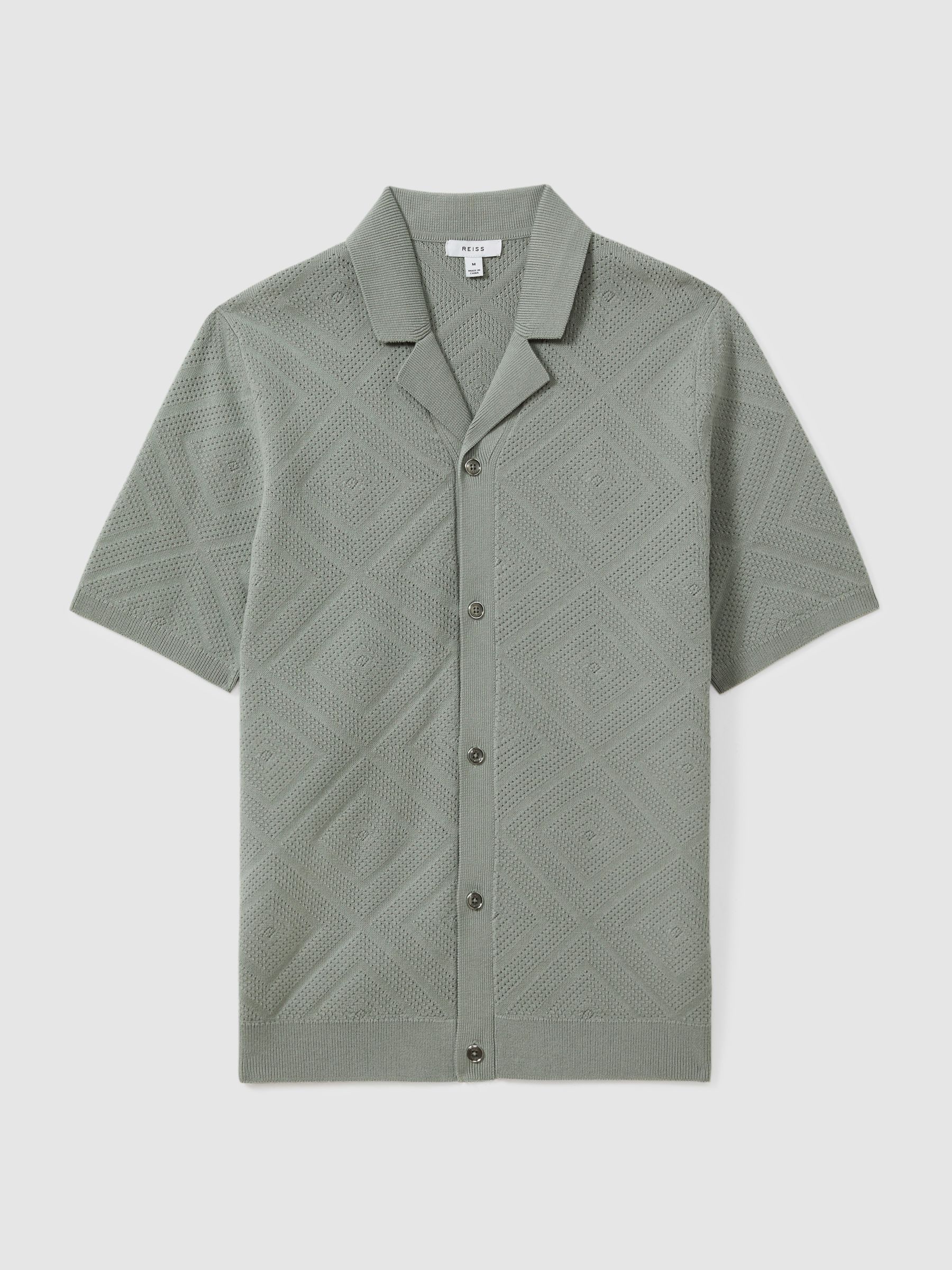Cotton Cuban Collar Shirt in Soft Sage