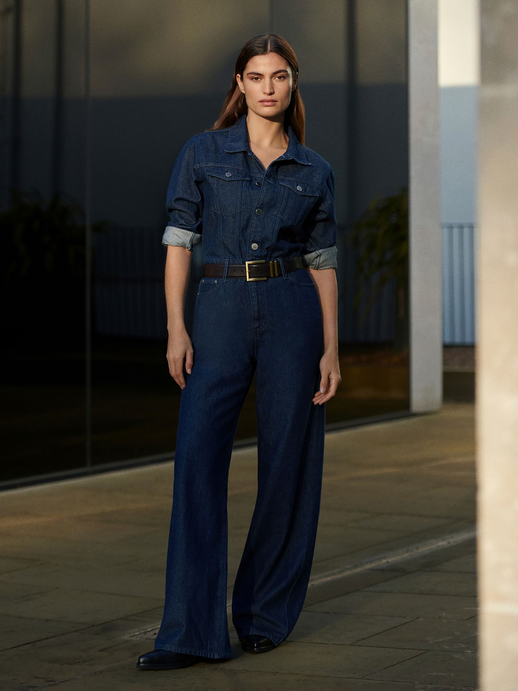 Relaxed Denim Jumpsuit in Indigo