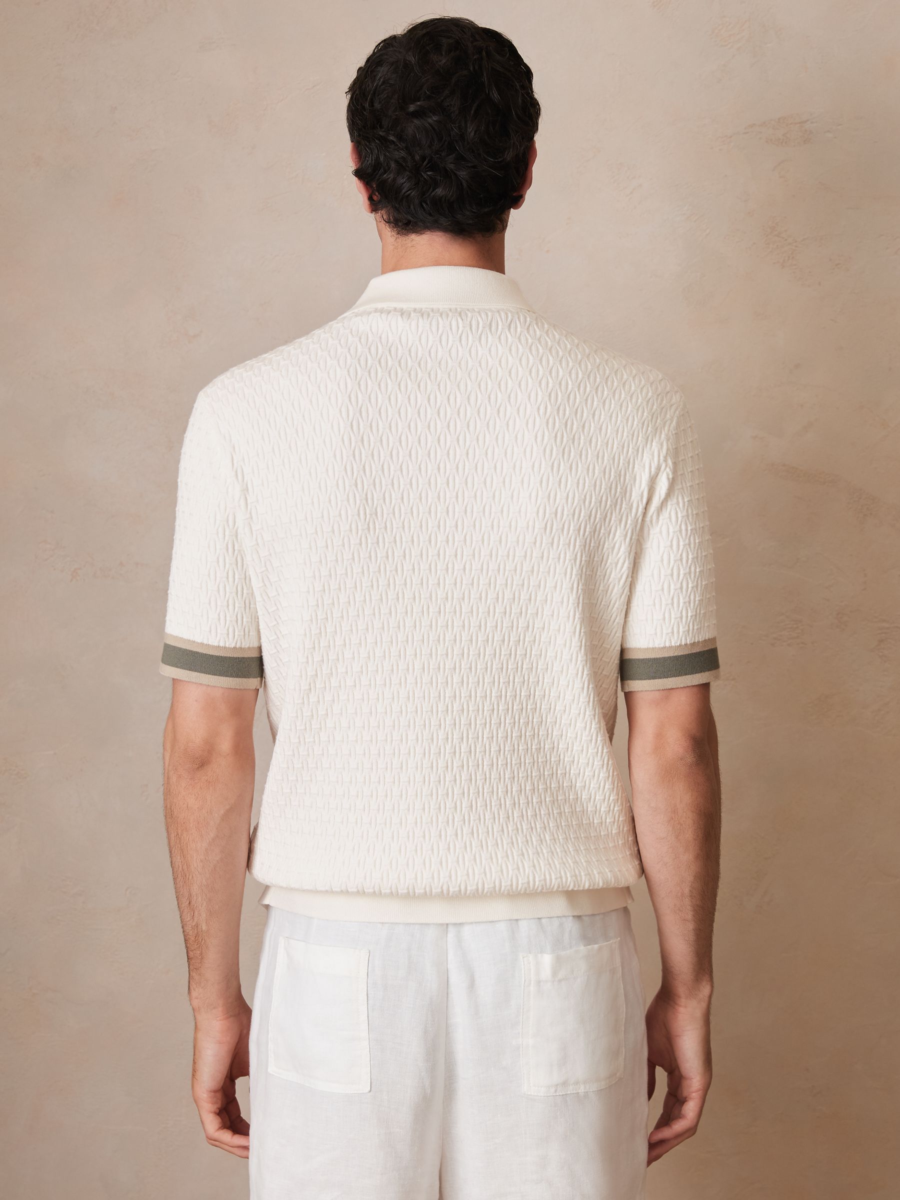 Reiss | Ché Textured Cuff-Trim Shirt in White