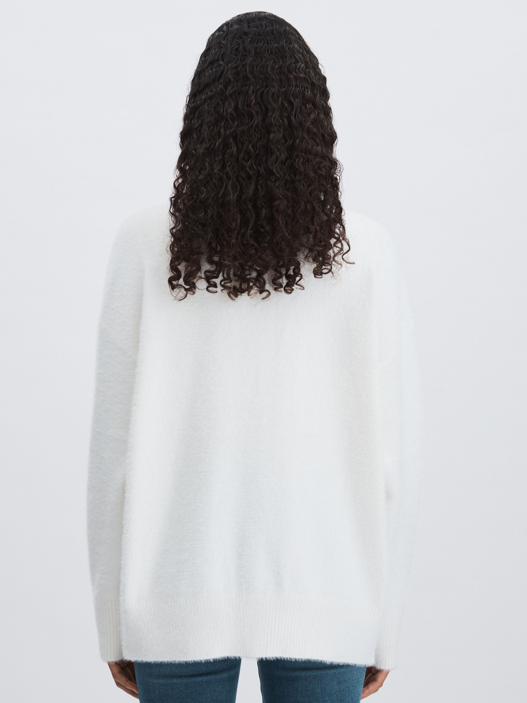 Good American Oversized Plush Cardigan in White