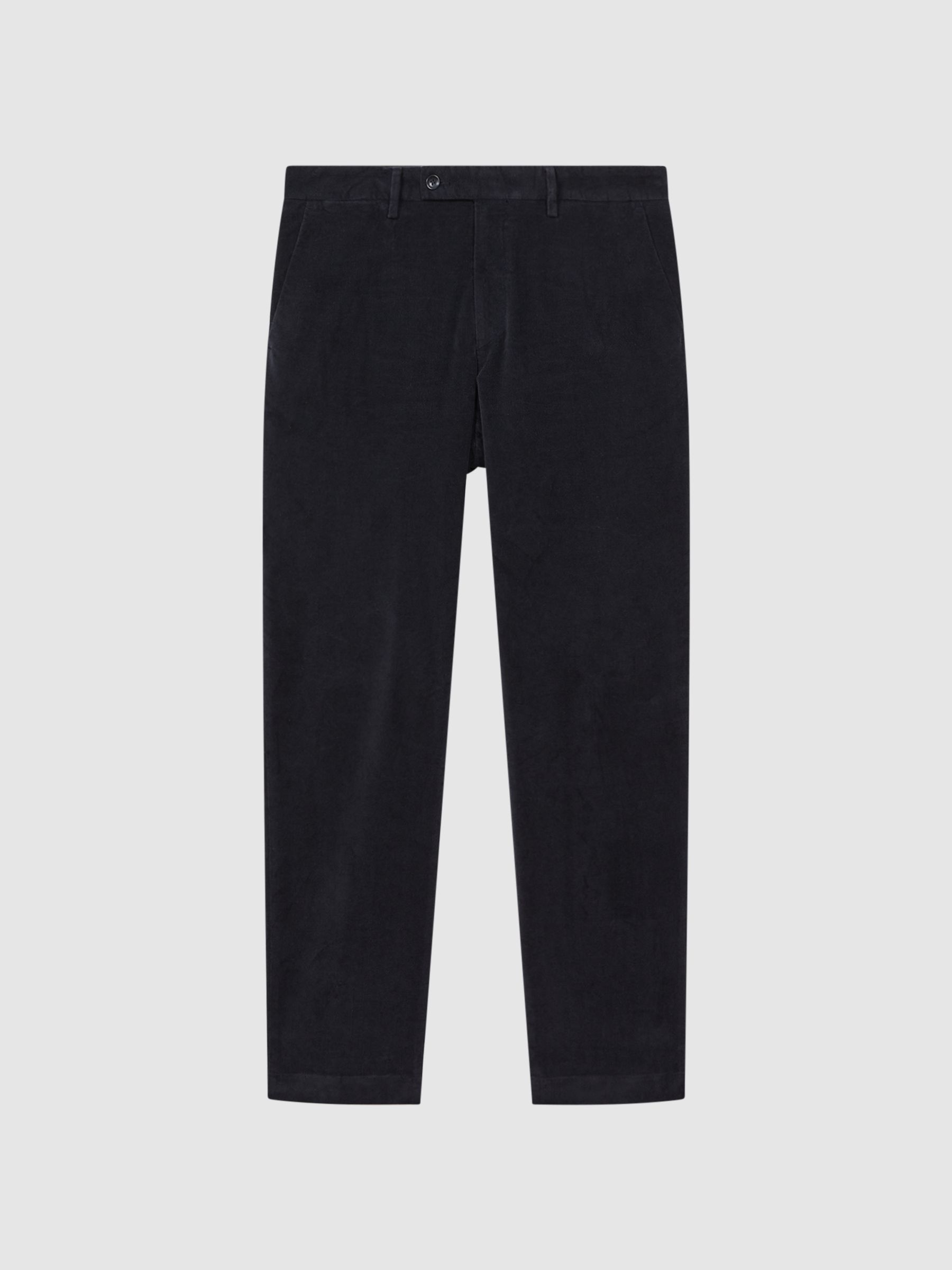 Slim Fit Brushed Cotton Trousers in Navy